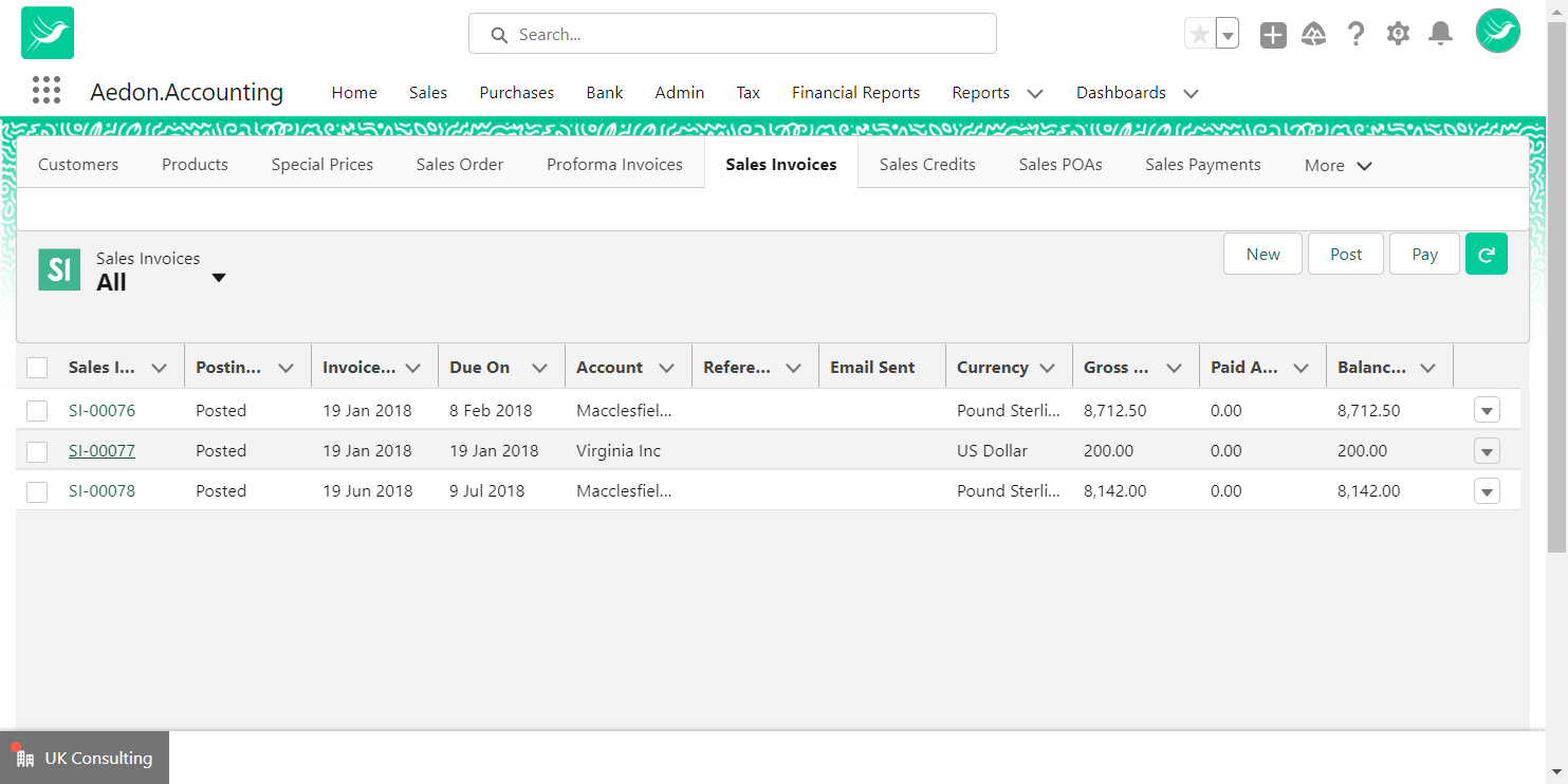 Starting from the Sales Invoices, we can take a look at SI-00077.