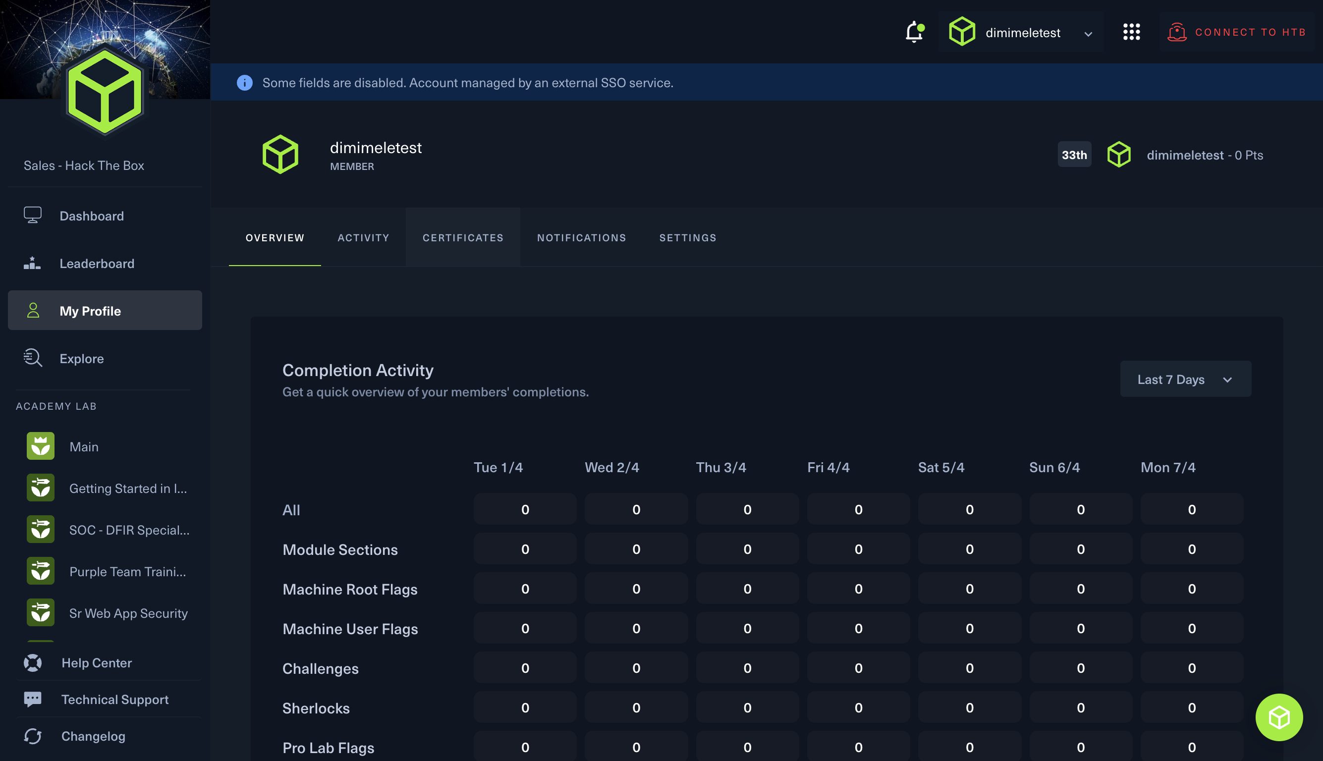 Navigate to the Certificates tab to view your certificates of completion