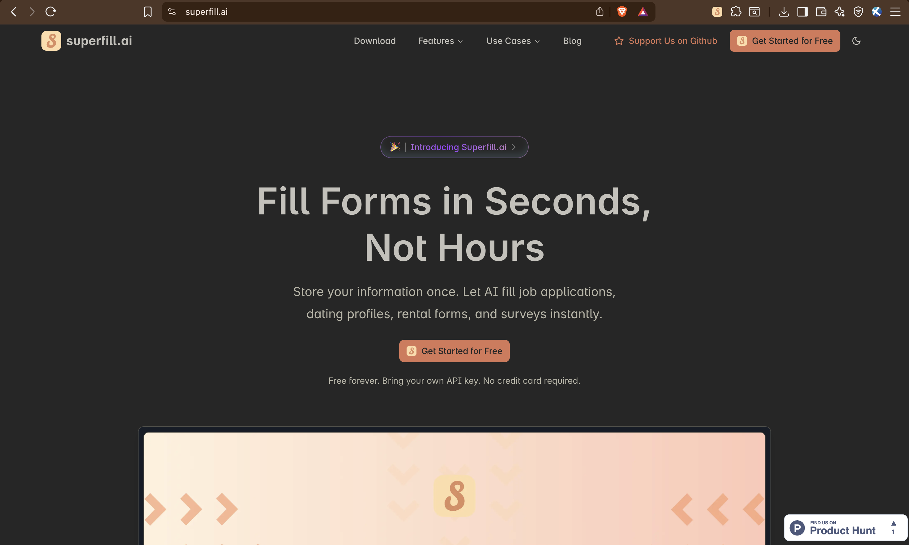 To open the autofill panel, simply click the Superfill AI extension on any page.



