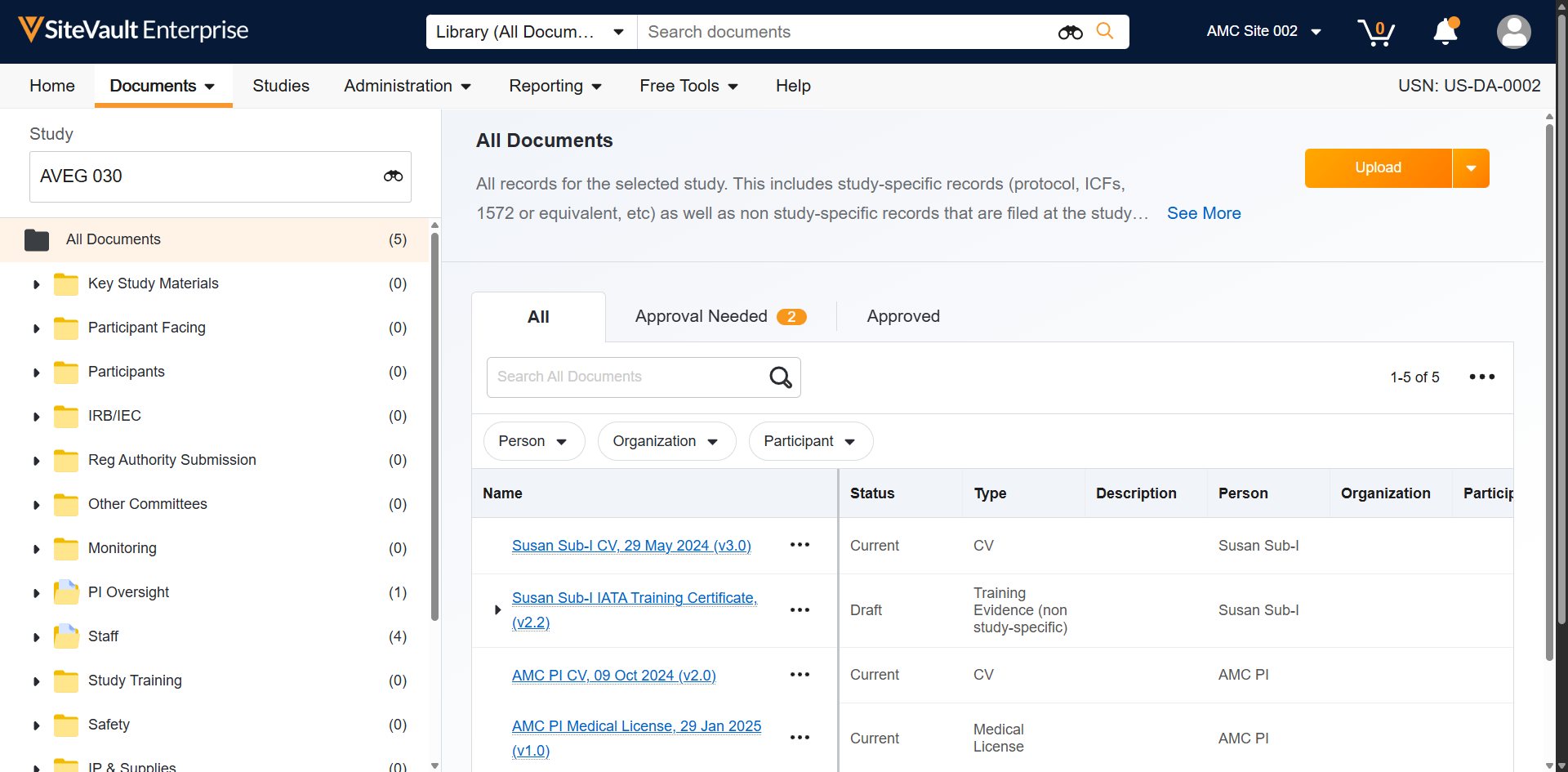Load document into **SiteVault** via the  **eBinder Upload** button OR **Drag and Drop** the document directly into the **eBinder** to start the process