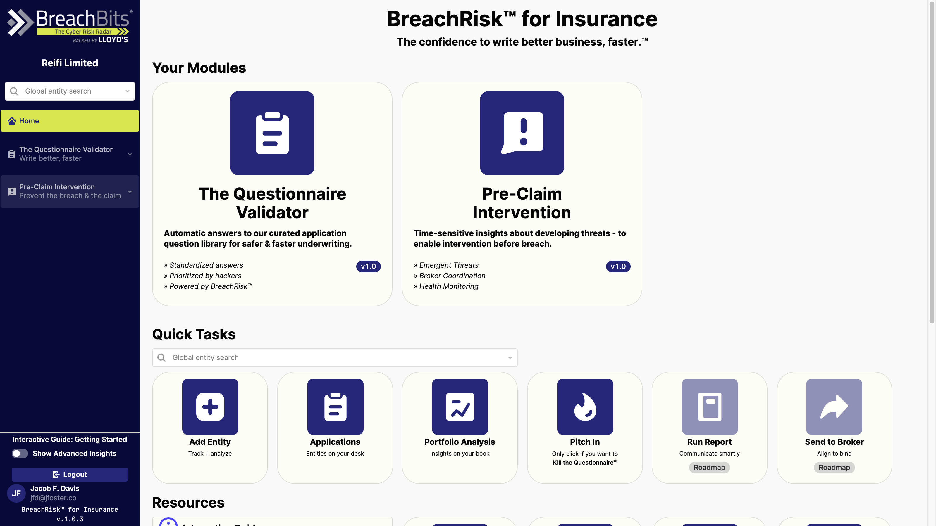 Start by selecting Pre-Claim Intervention to access tools for breach prevention and early claim management.