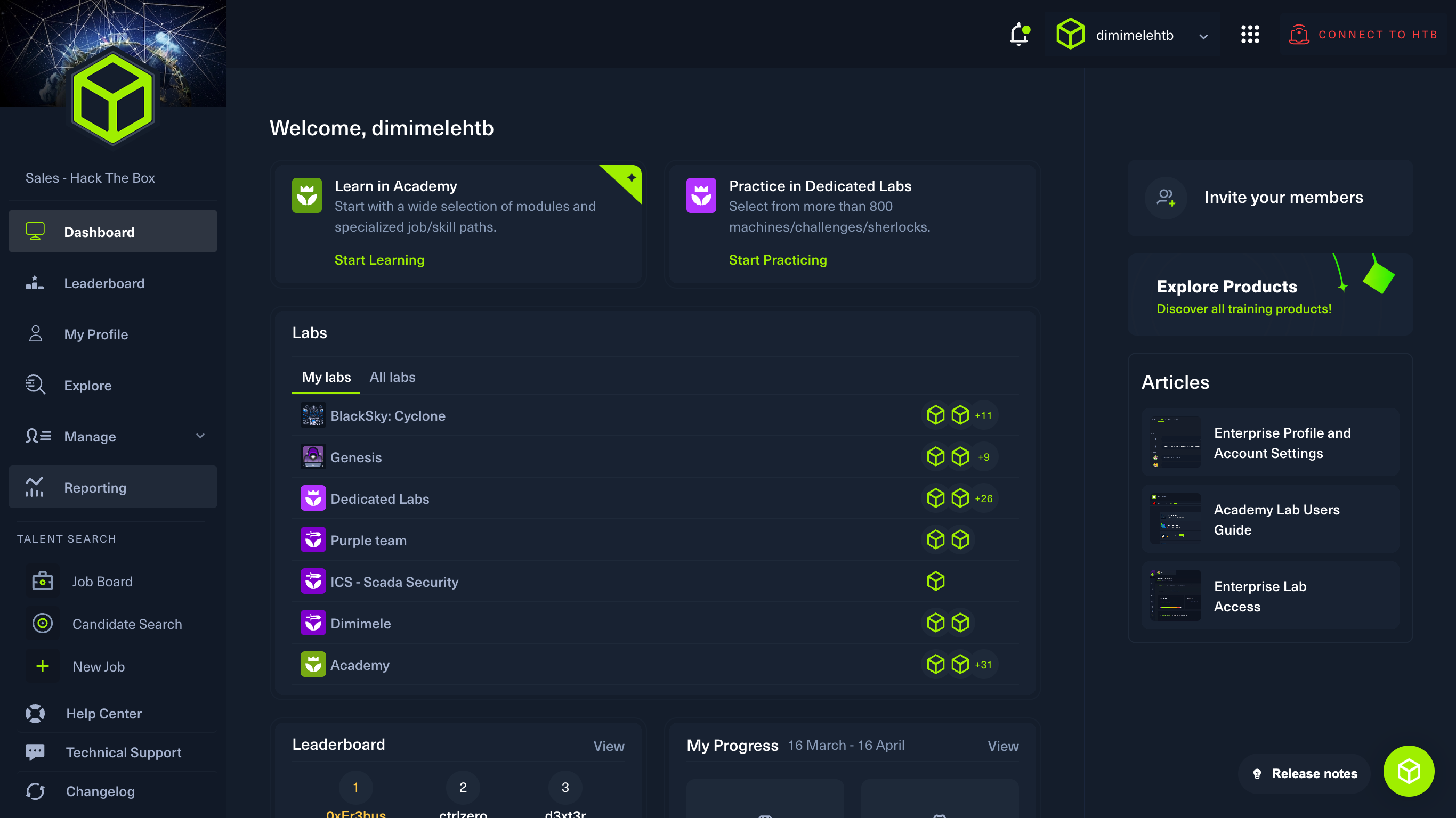 Access comprehensive analytics of team performance by clicking on **Reporting** 