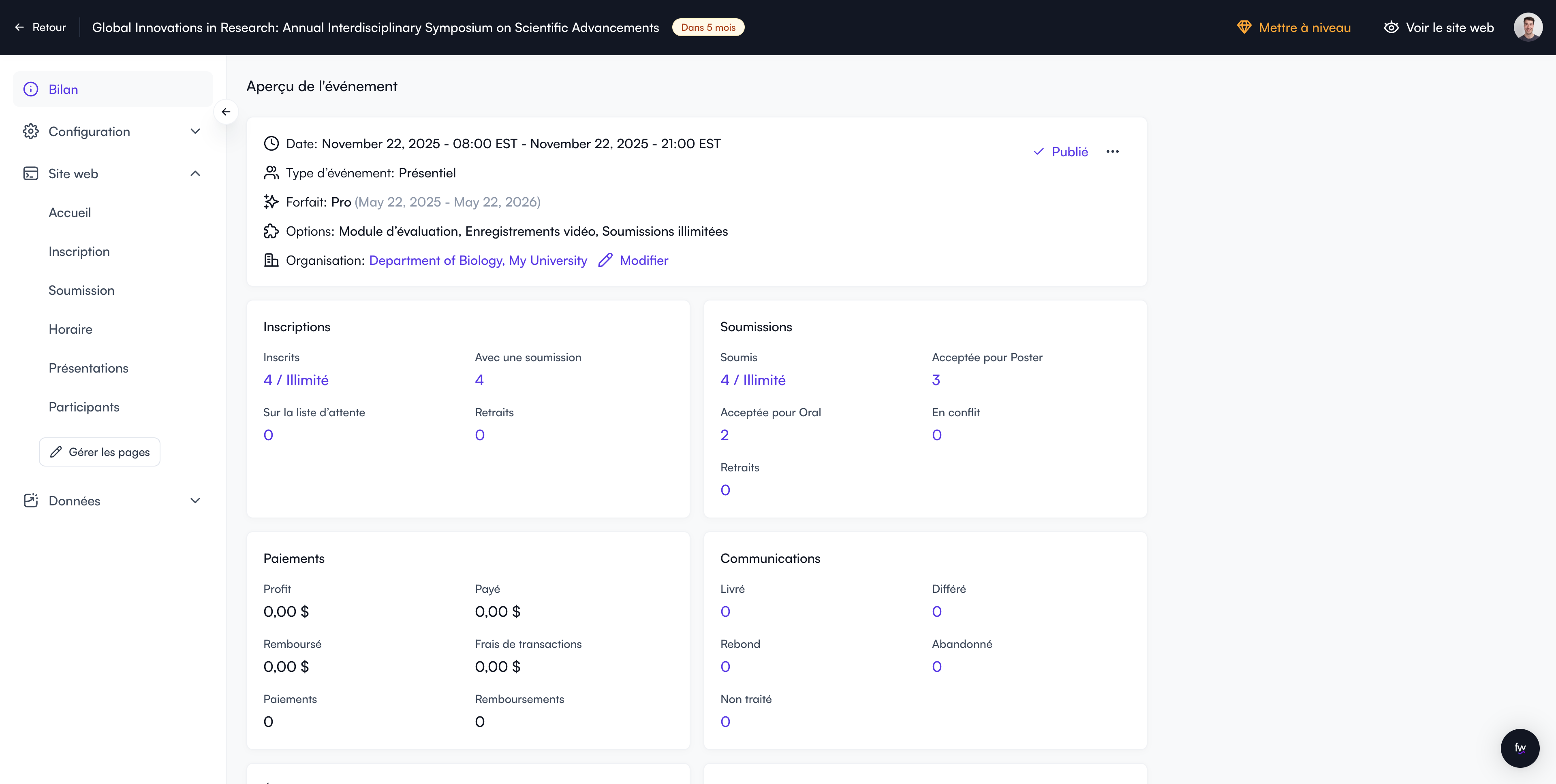 Cliquez pour modifier votre formulaire de soumission.