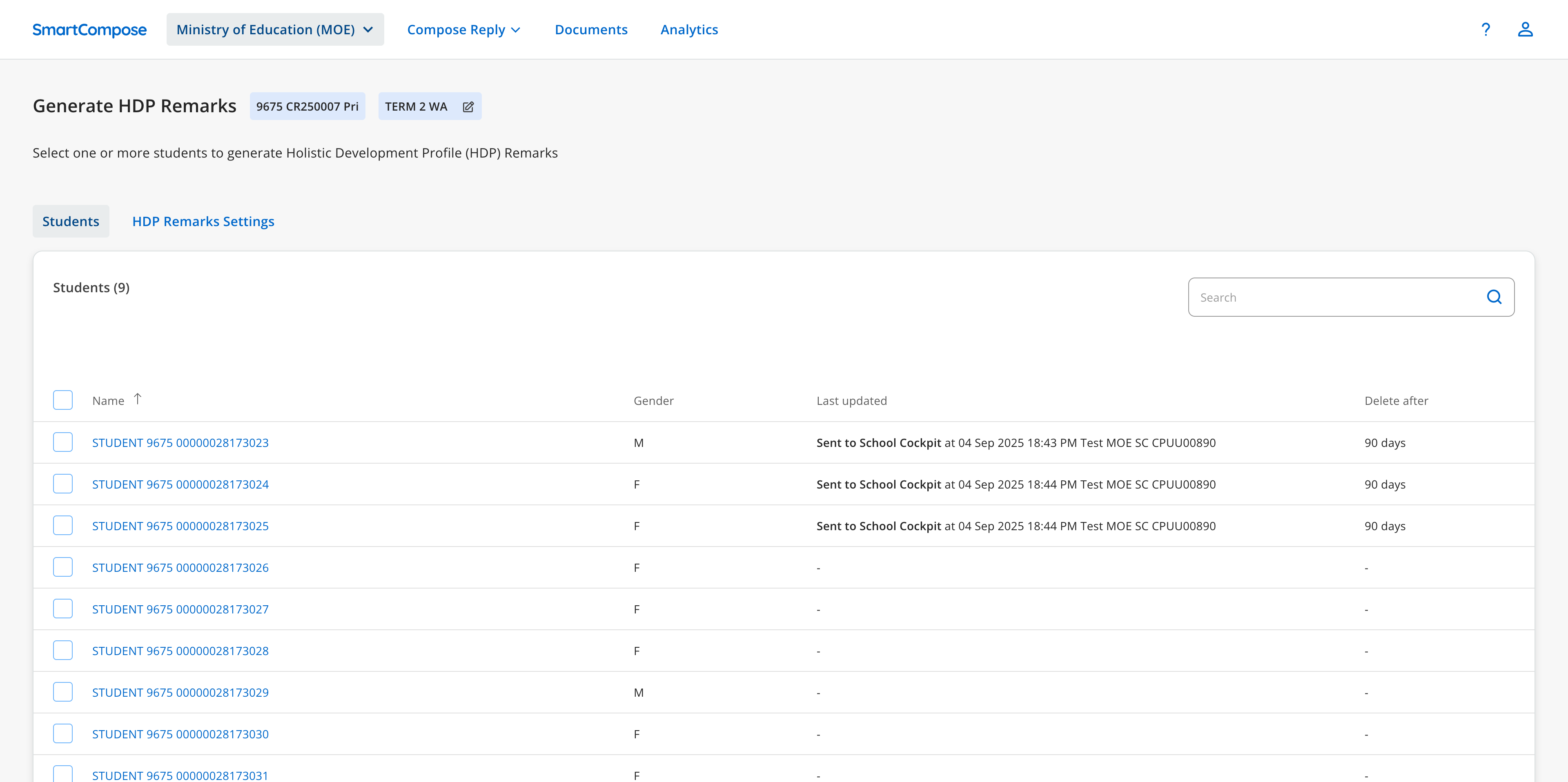 Click the information icon to learn more about each assessment period before generating remarks.