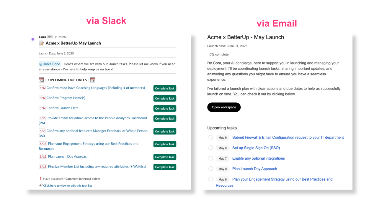 Click to open Cora workspace