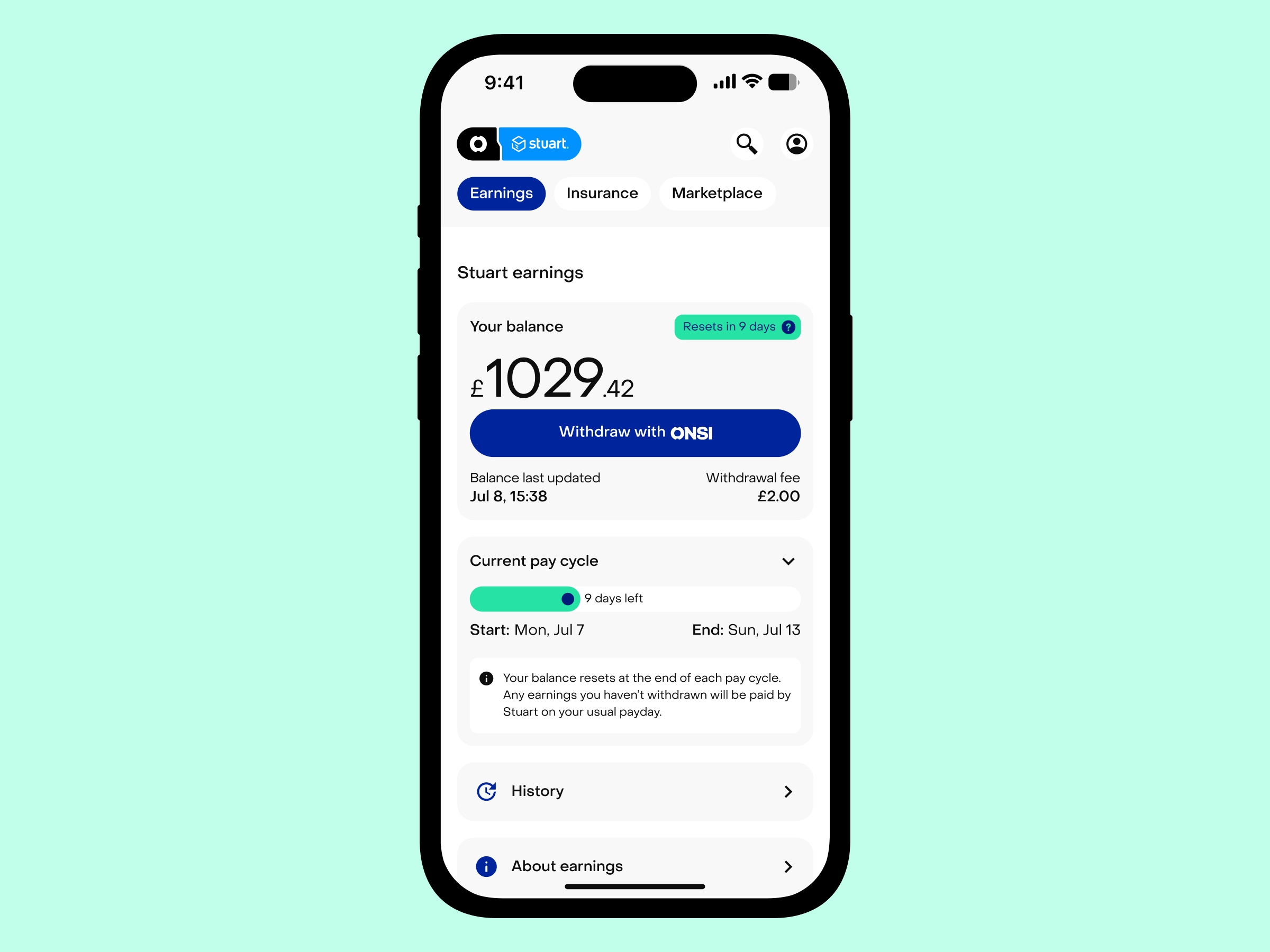 Click this to withdraw