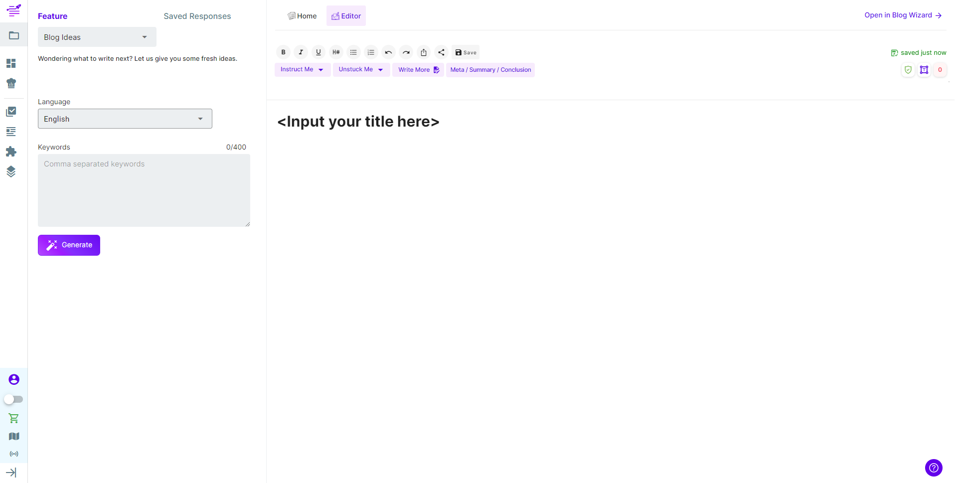 Input relevant keywords for blog inspiration (2/2)