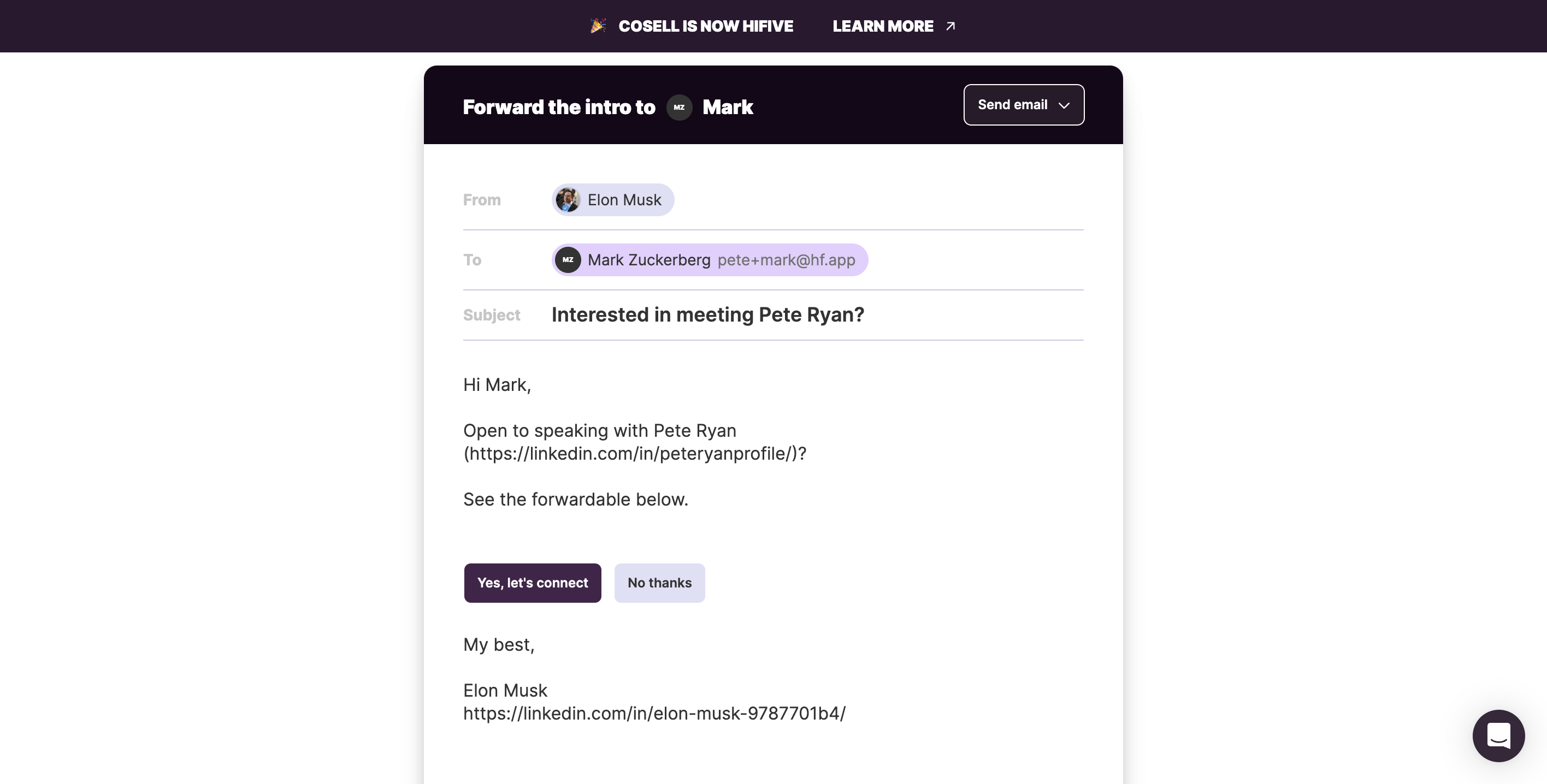 The Connector can edit the double-opt in message that's sent along to the Prospect or leave it as is. 