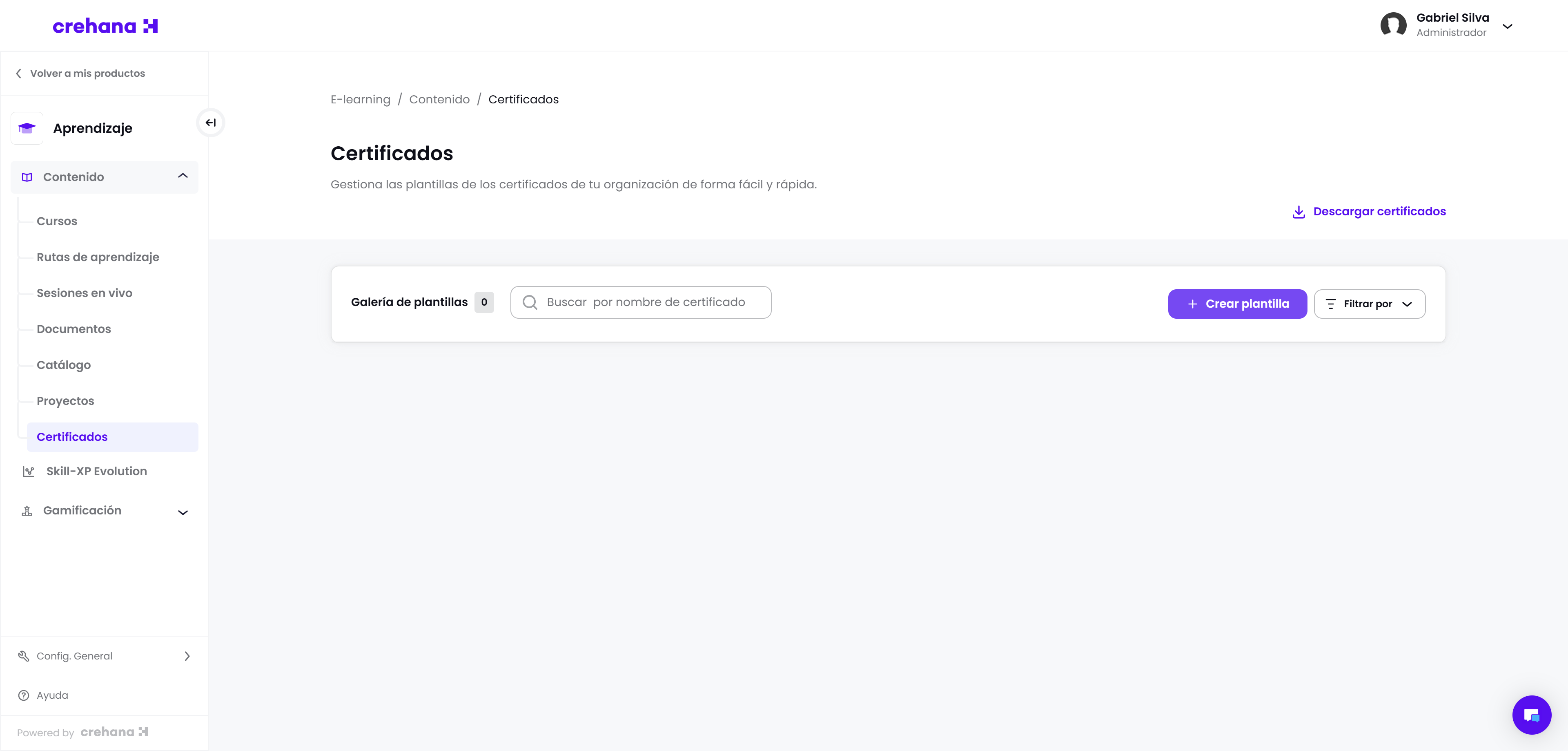 Comience haciendo clic en **Crear plantilla** para comenzar a crear un nuevo certificado personalizado.