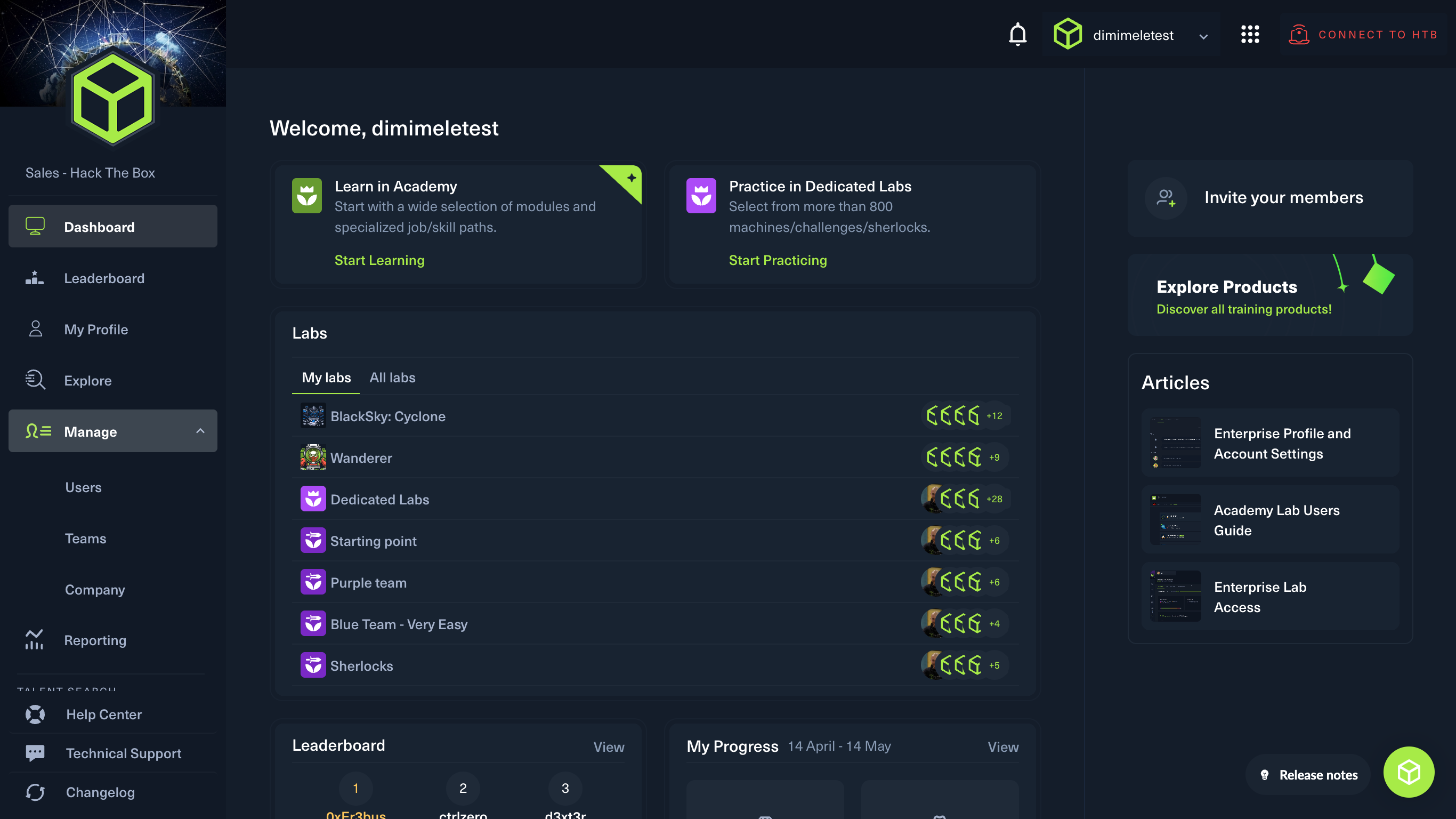 Click on **Users** to enter the complete user management dashboard 