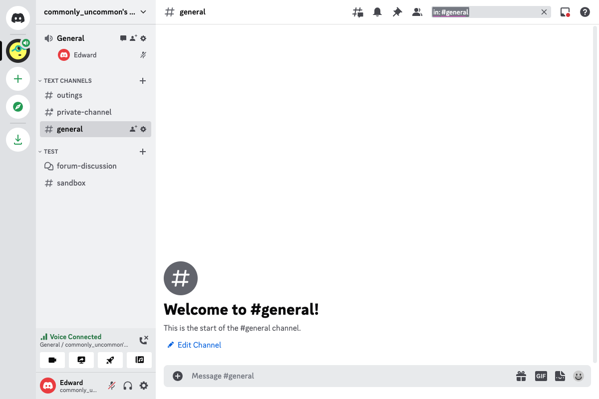 Click your server name in the top-left corner.