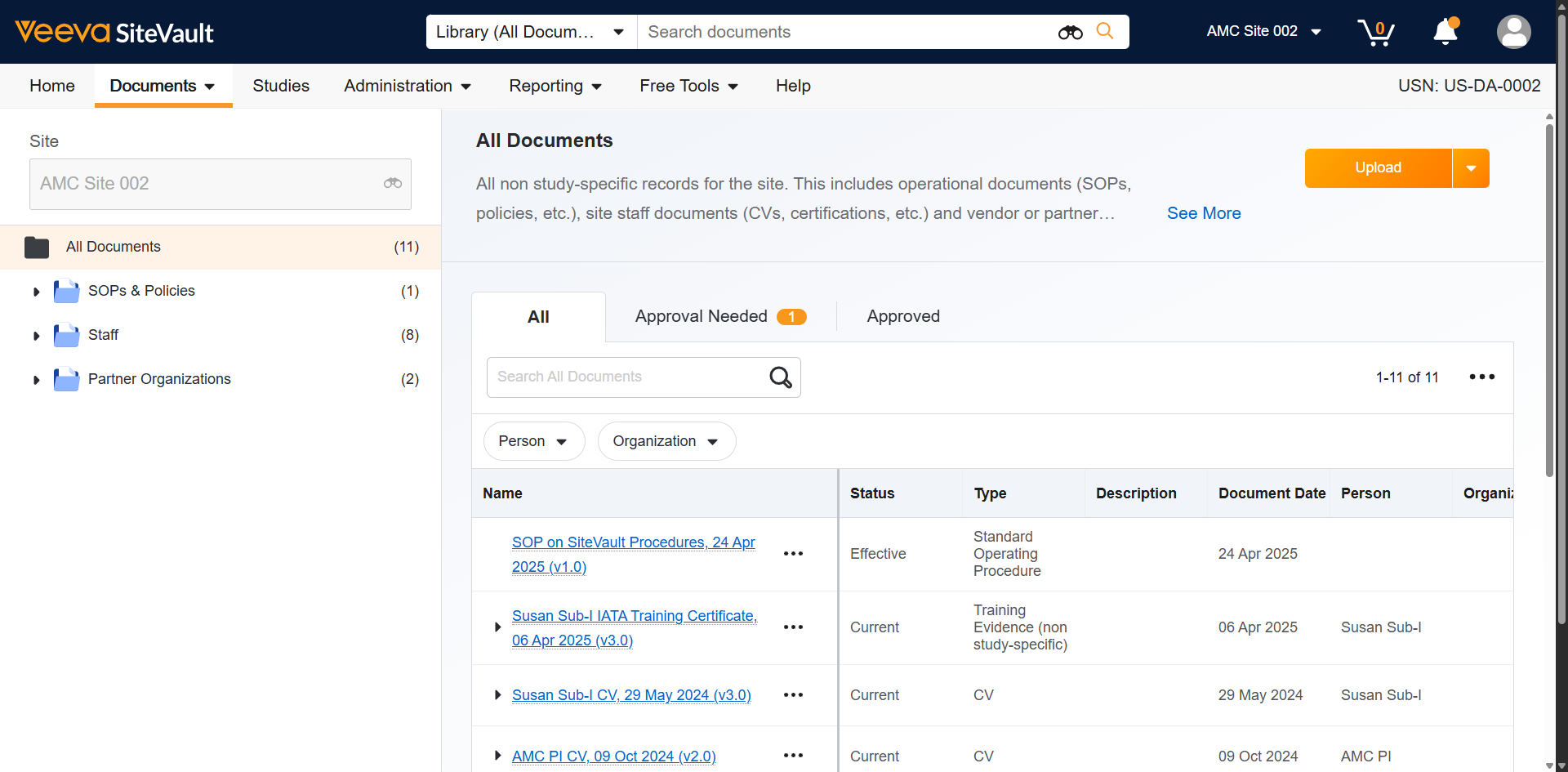 To share **Site Documents** with monitors, navigate to the** SOPs & Policies Folder **from the **Site eBinder** for easy reference of all available **Site Documents**