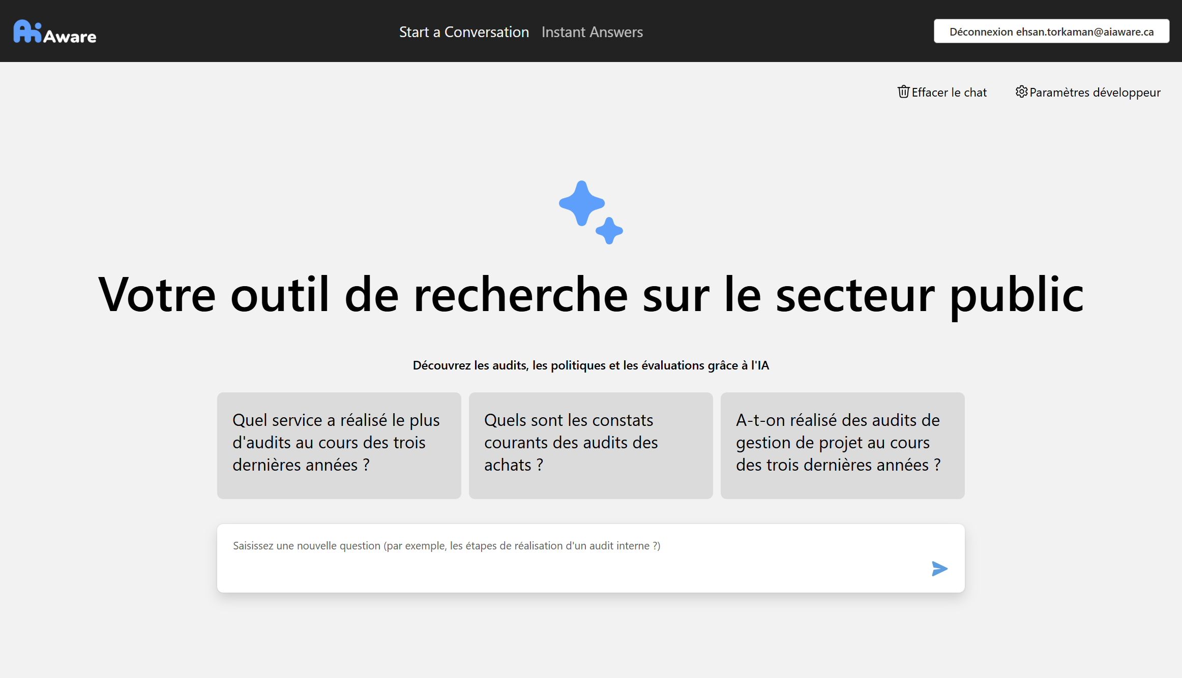 Ask your own research question to experience how the tool delivers quick insights.