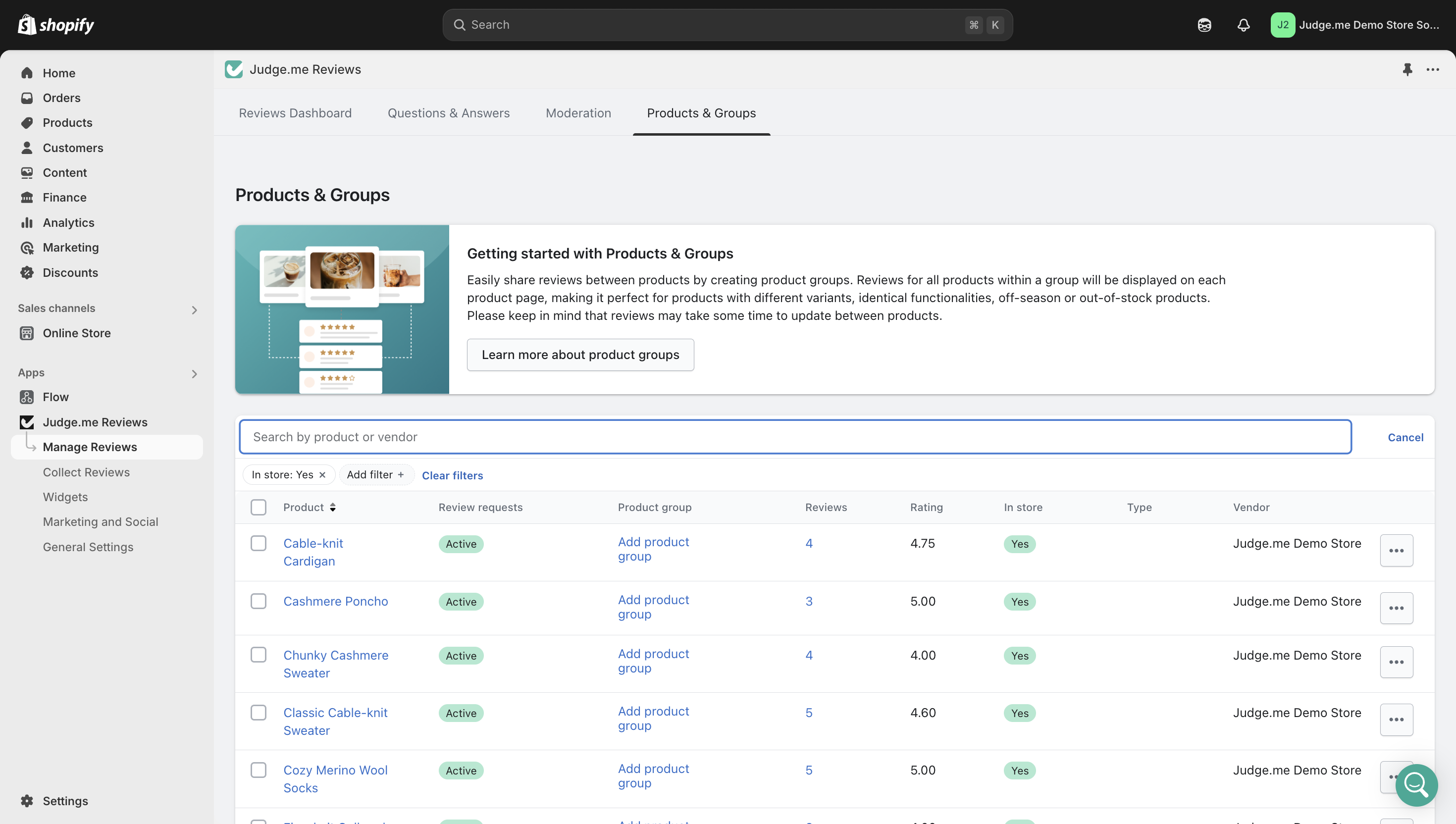 Find your product and click **Add product group**.