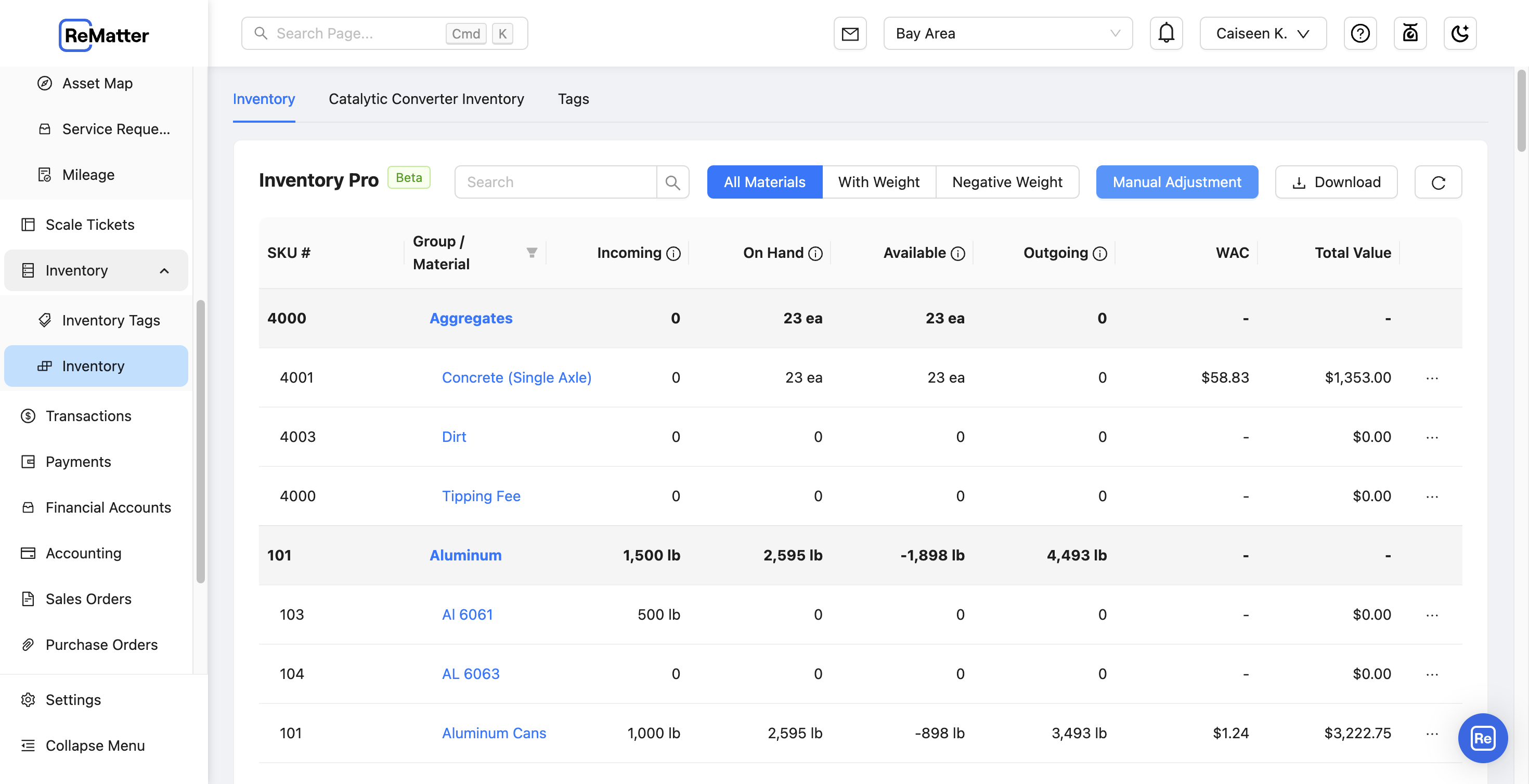 We can make adjustments to our inventory through the manual adjustment modal. 