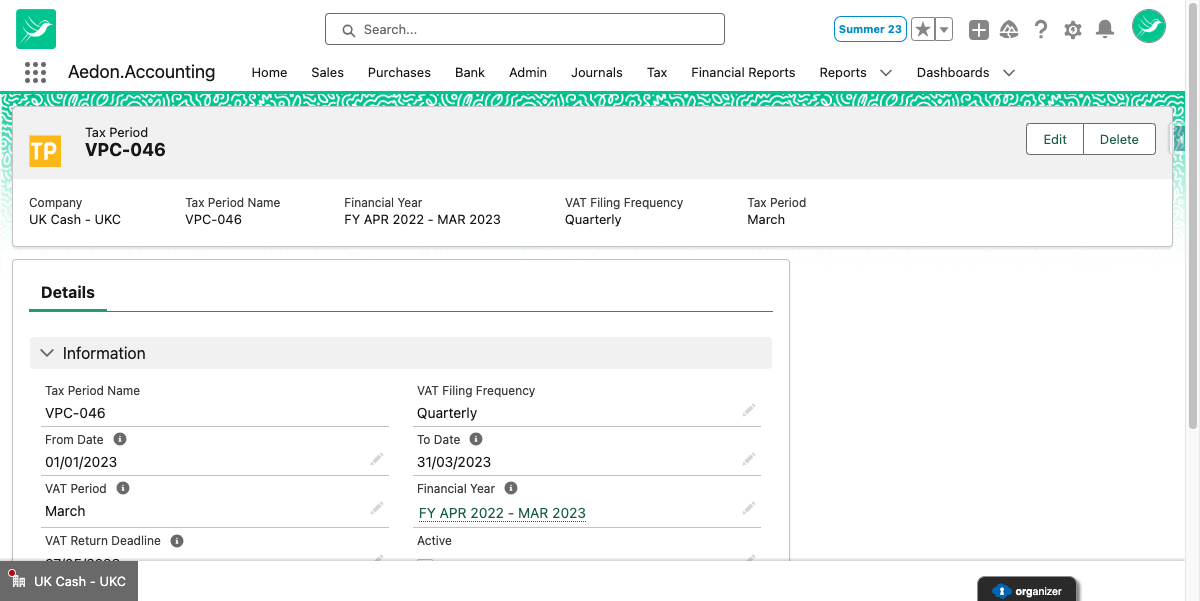 Clicking on one to view more details, we can see all the detailed information about the period.