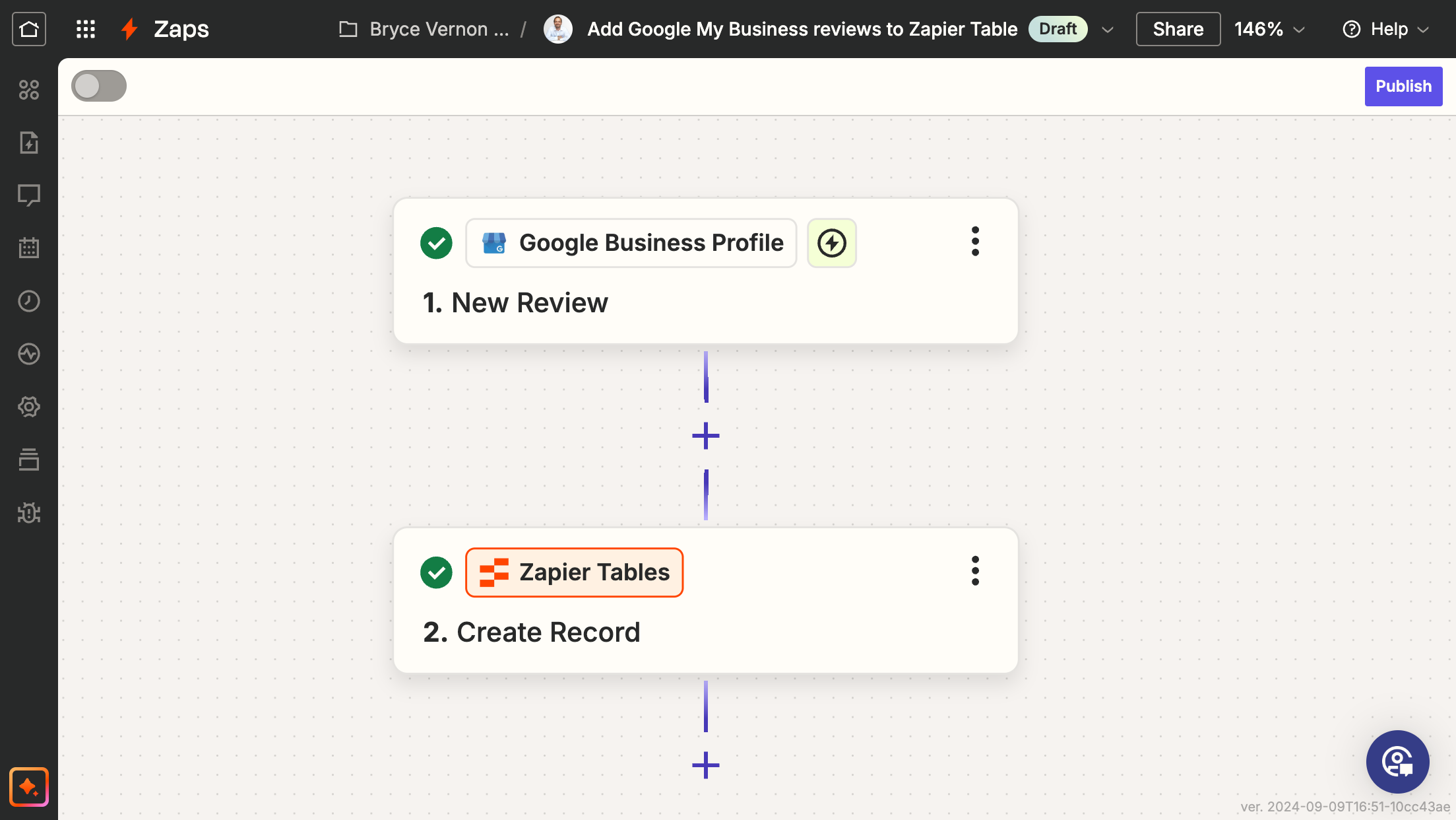 Create a Zap that **adds new reviews into Zapier Tables** so that you can manage them all in **one place.**