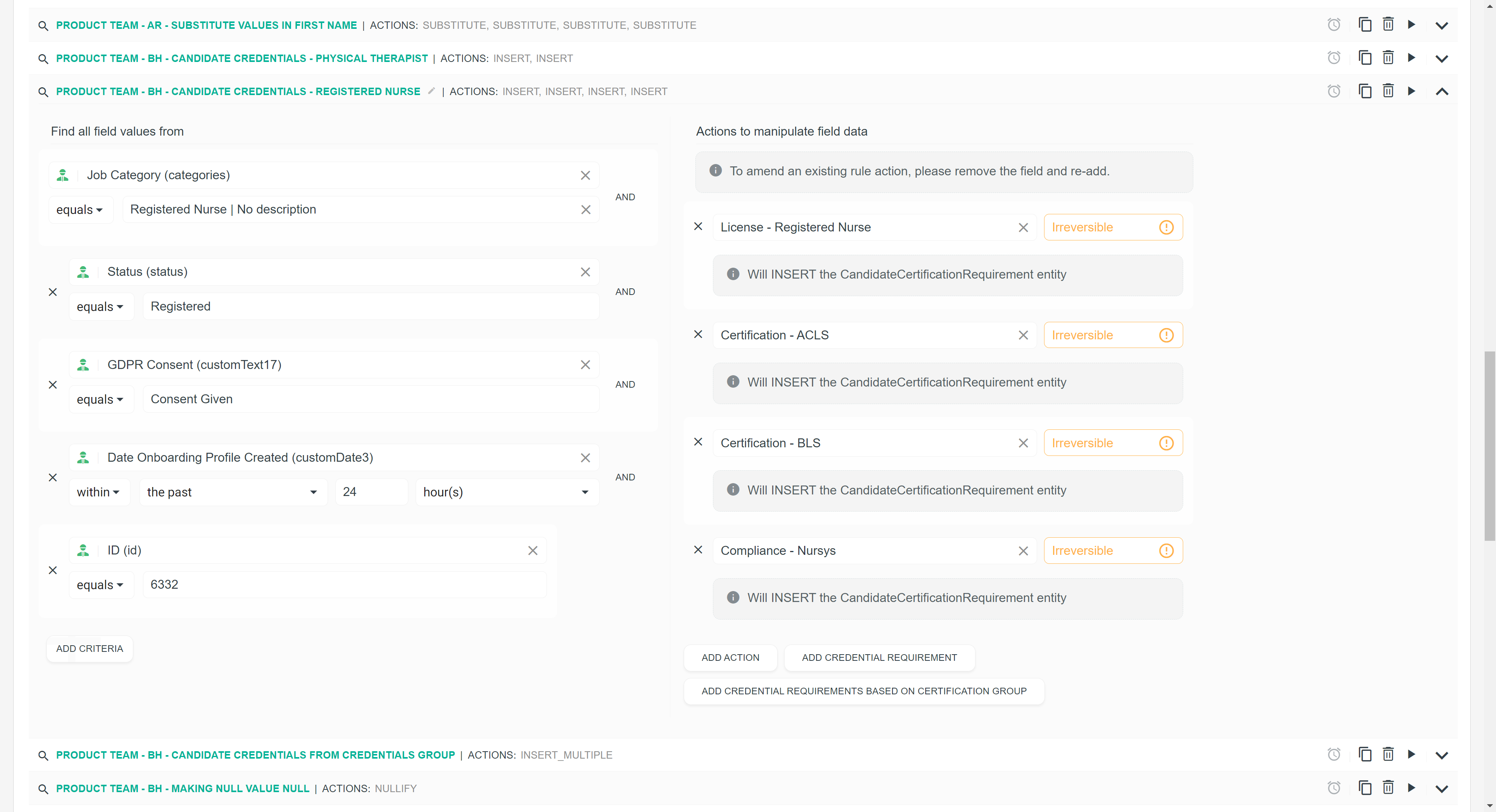 👈 Start building your credential requirements by adding your criteria here.