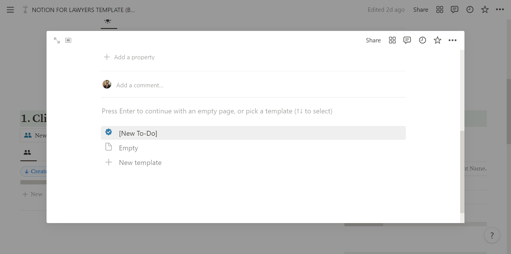 Click here to access the new to-do item template. 