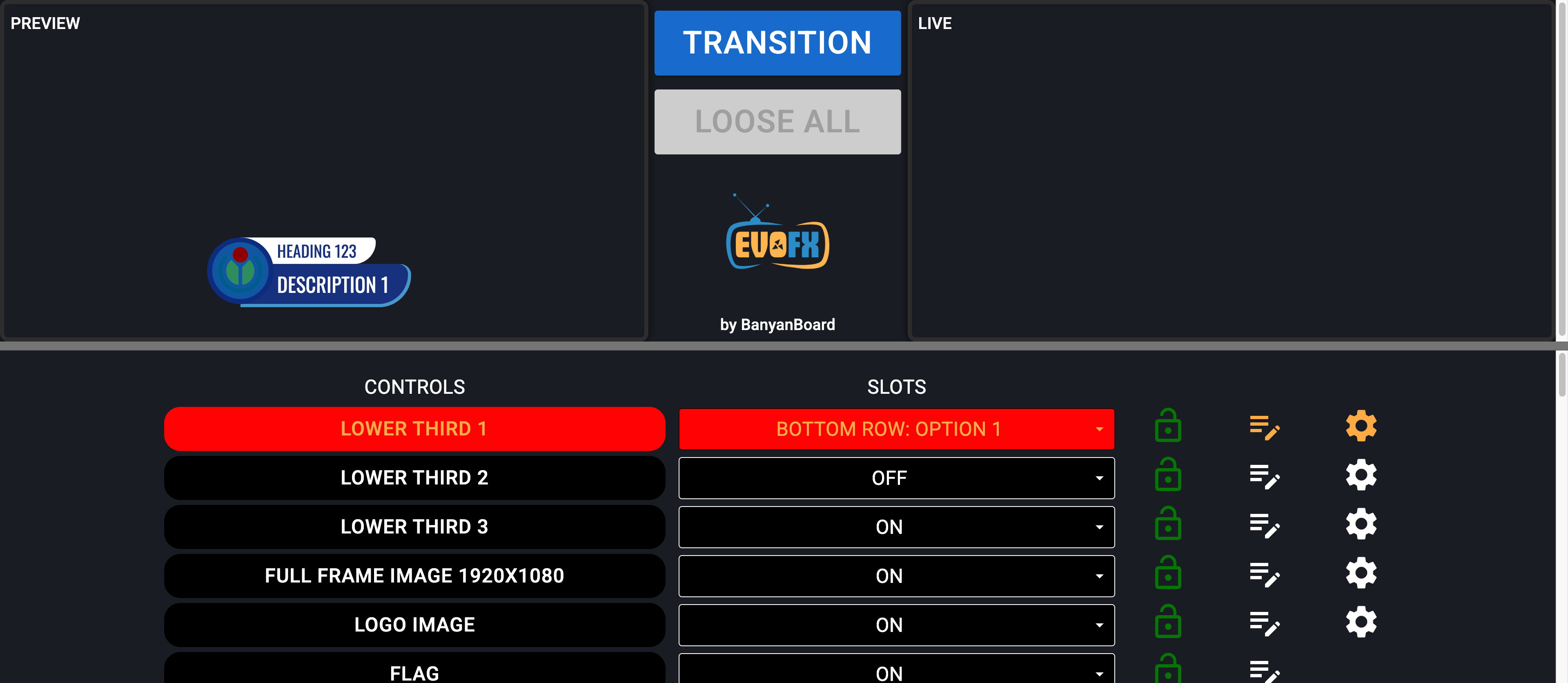 Use the slots dropdowns to toggle between preset text options.