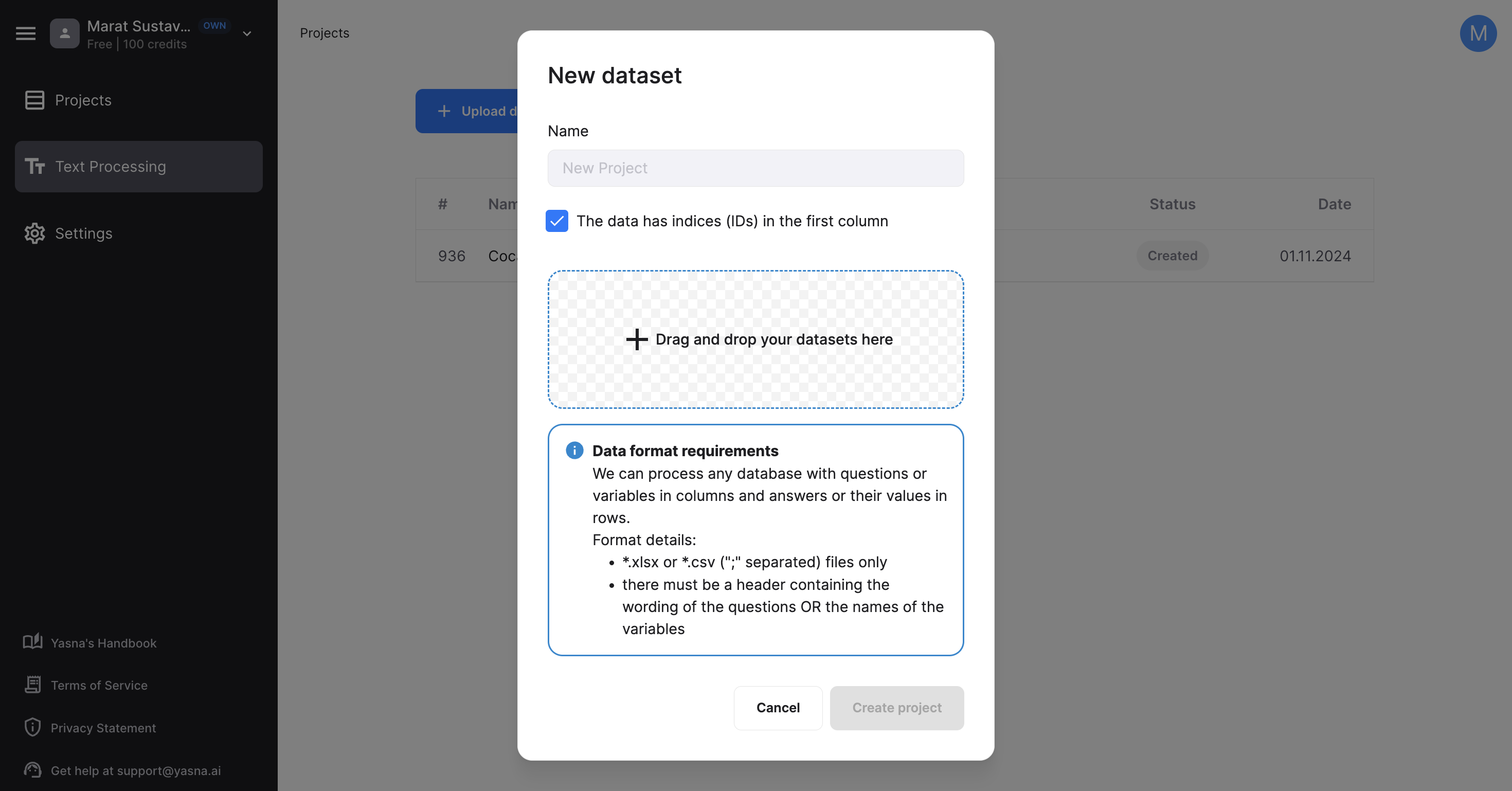 Upload your dataset