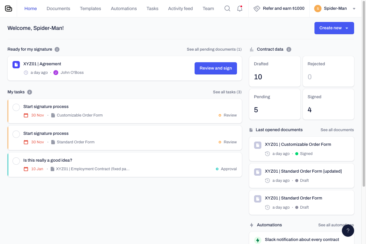 Here you can see list of your tasks: Reminders, Reviews etc.
