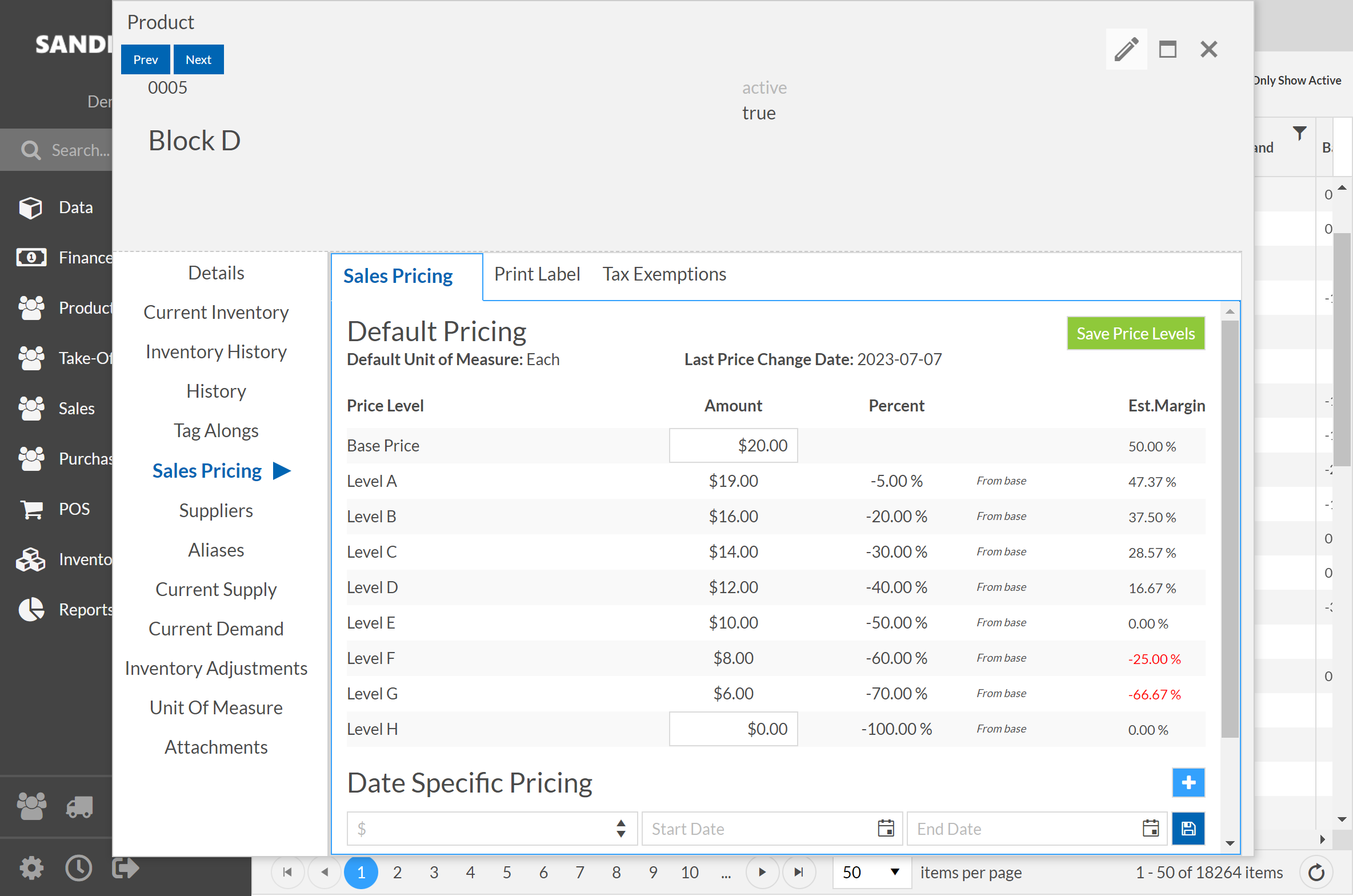 Enter Price and date range