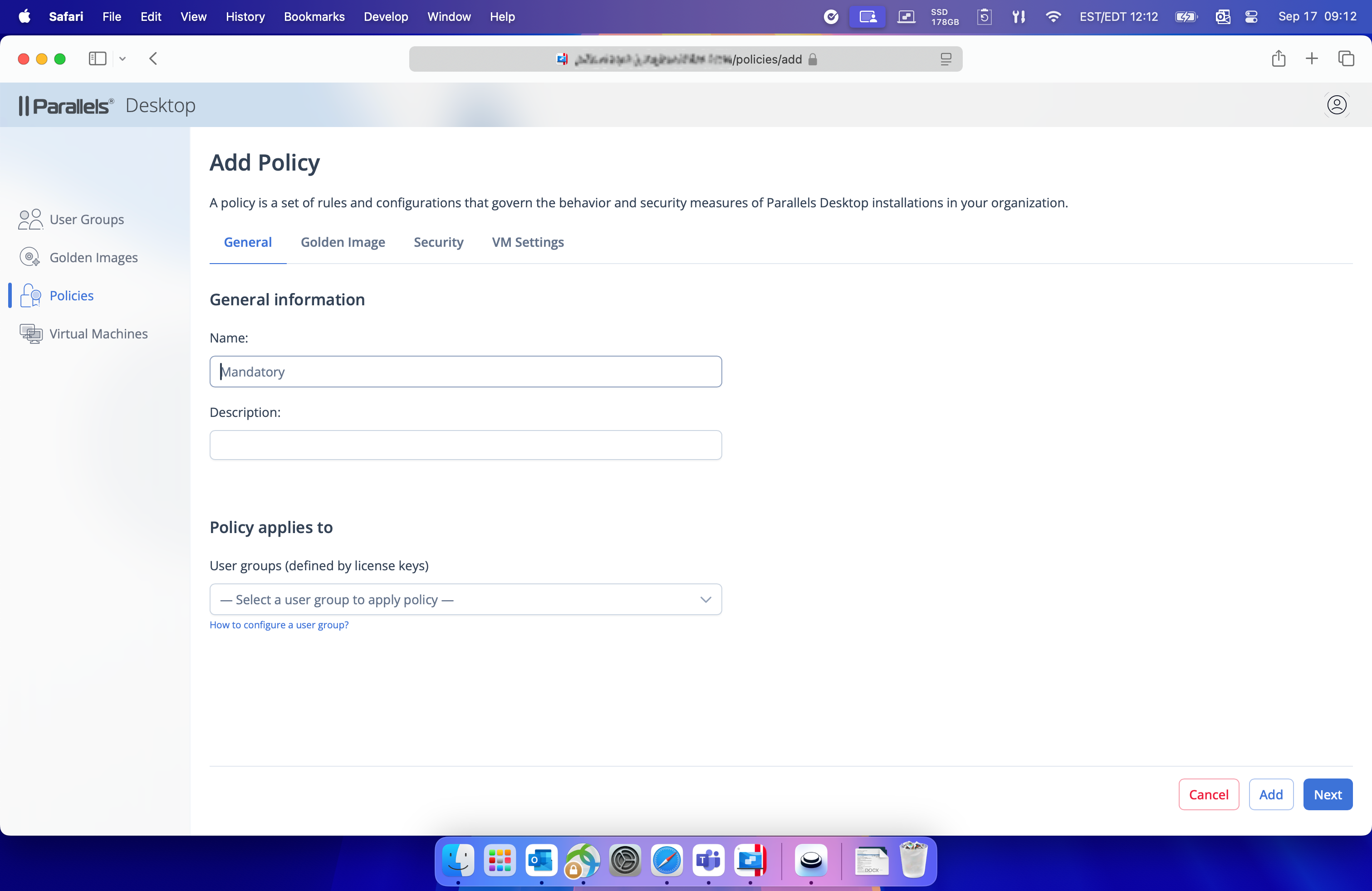 Create a policy and enter general details. 