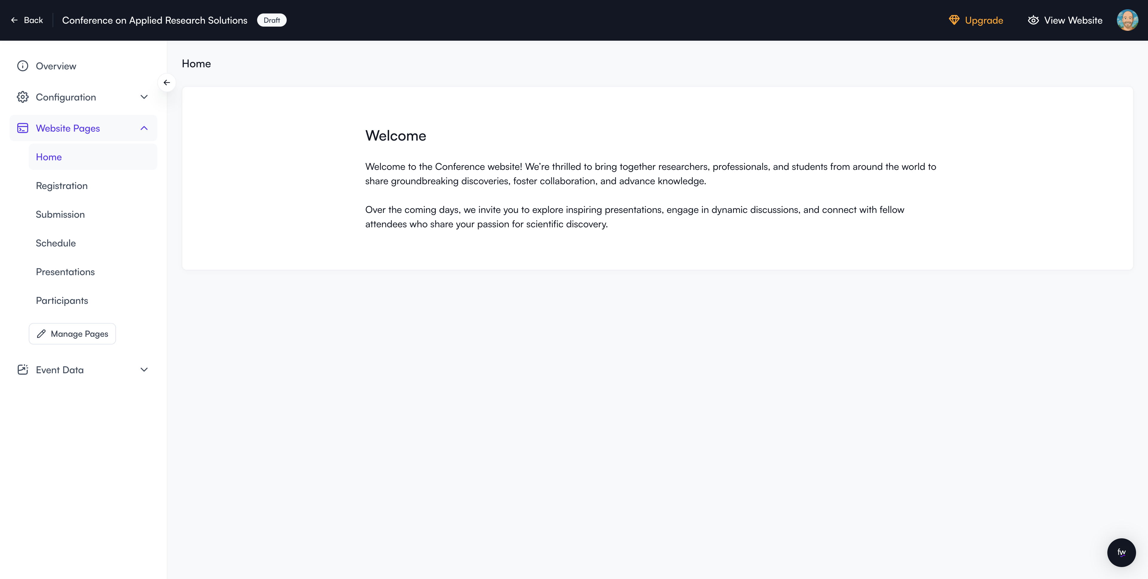 This is your home page. Let's add more information and make it more visually attractive.