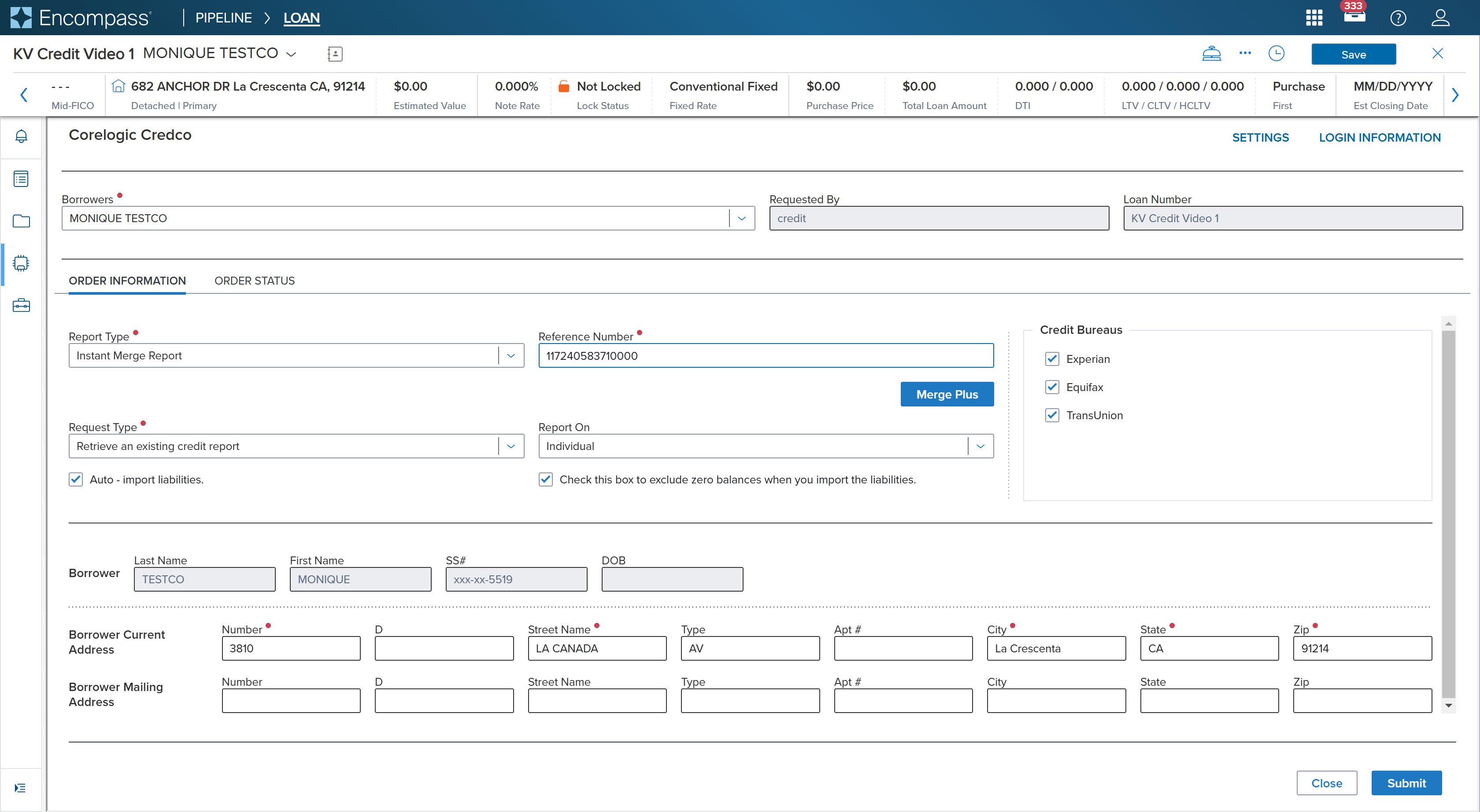 Merge Plus is only available with Instant Merge or Preapproval Reports.