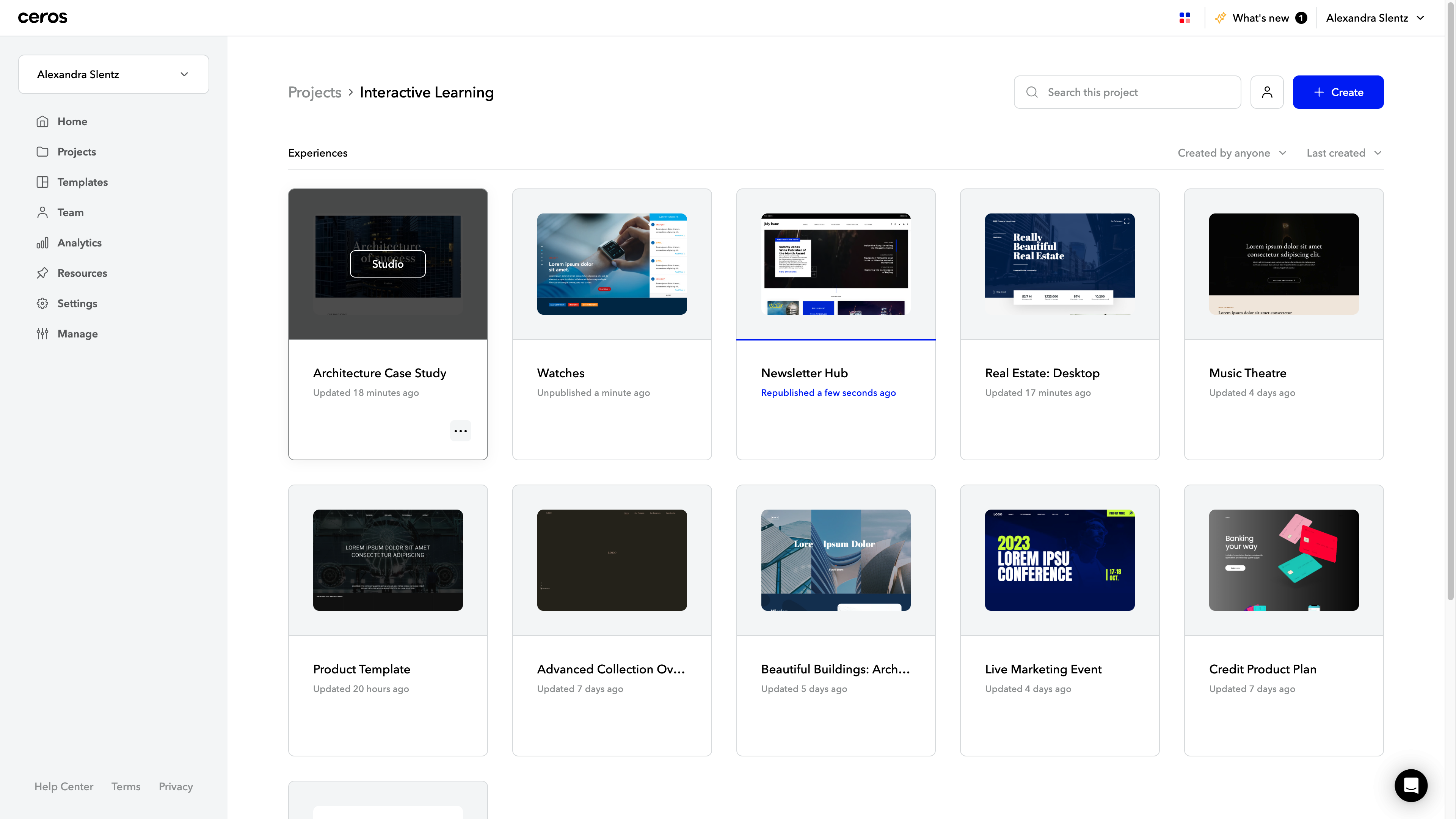 Open the options menu for the experience you want to export.