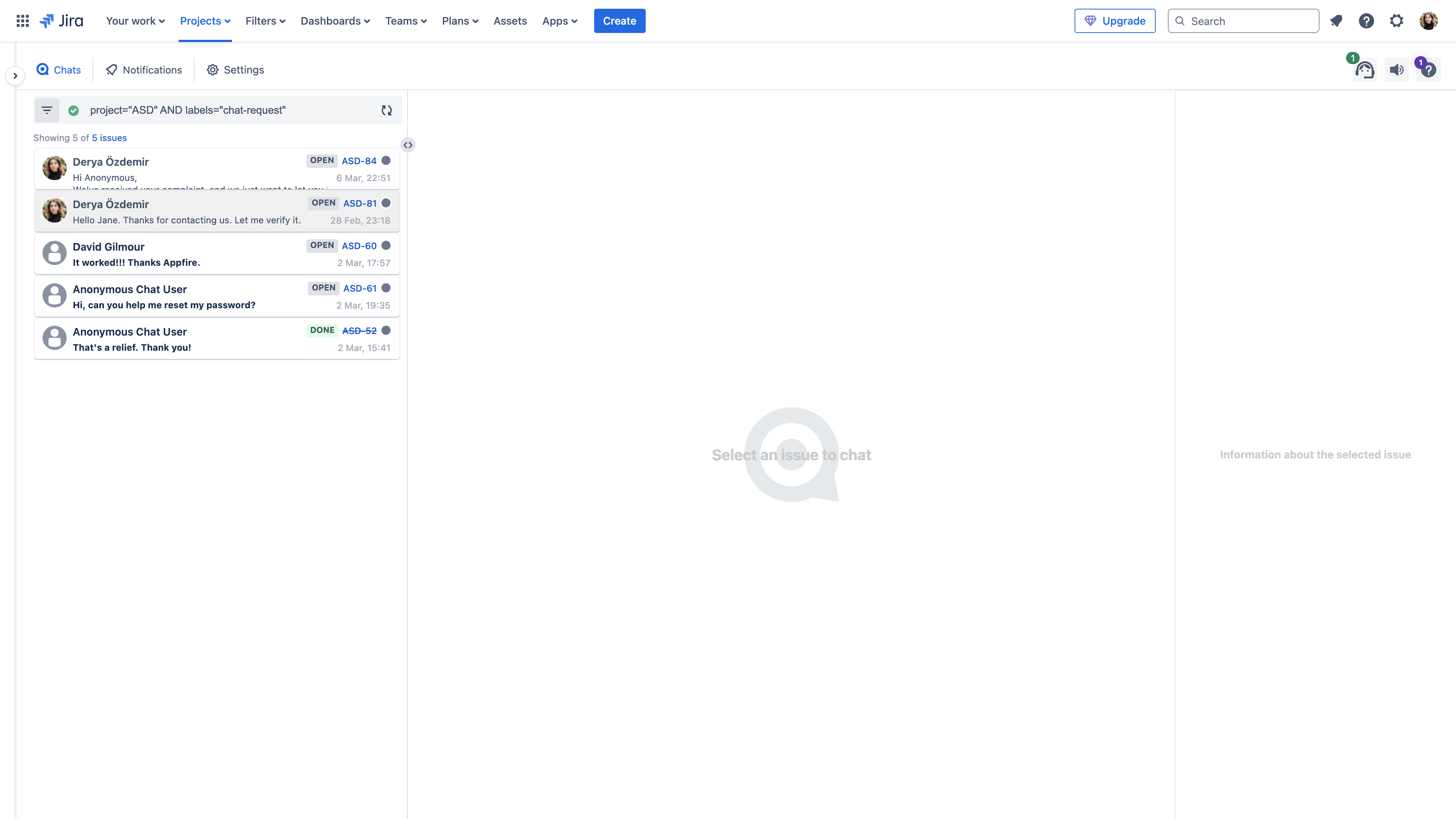 Click any issue to begin configuring the **Details** section.