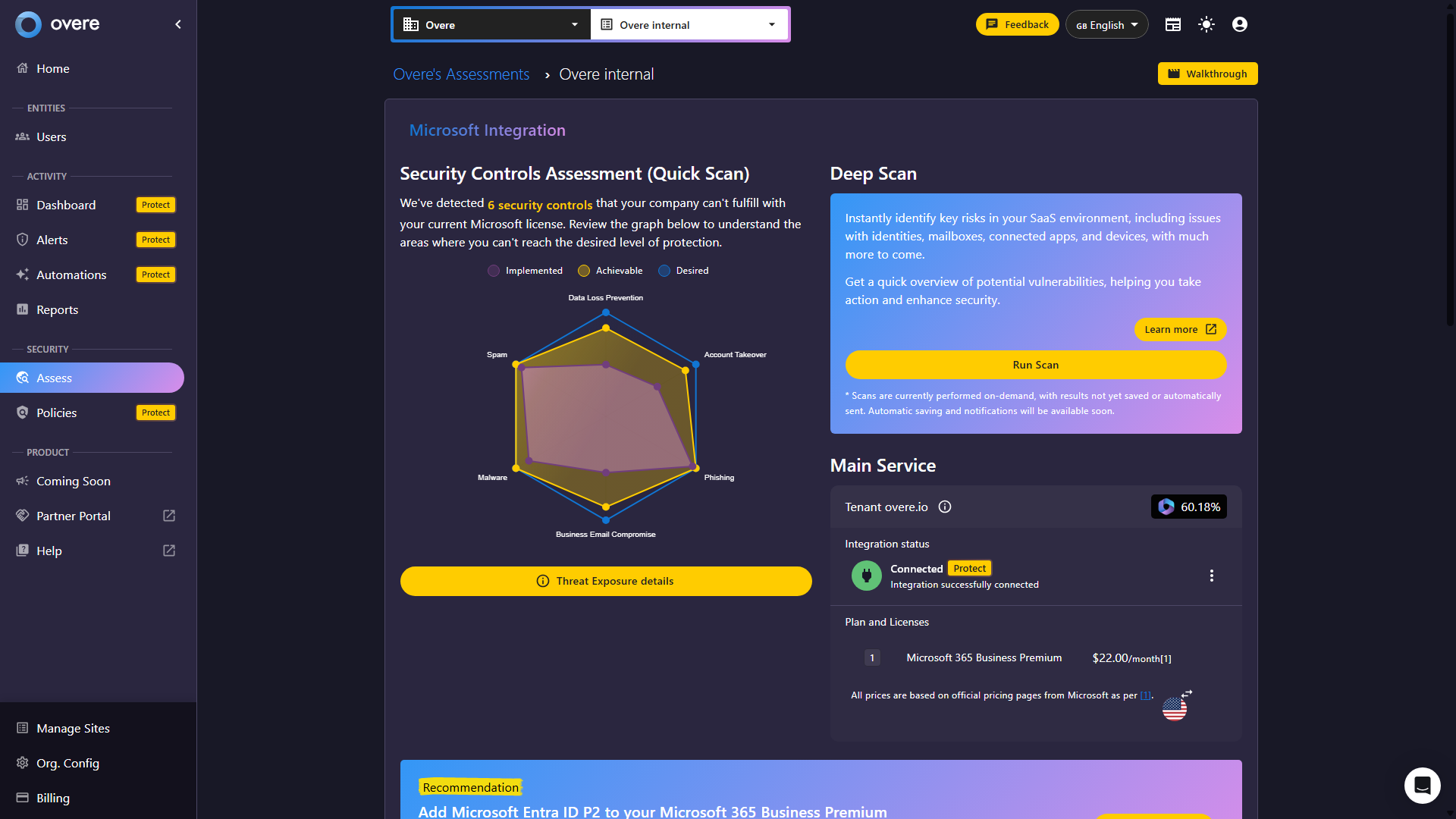 Assess shows you the posture of many aspects of your 365 tenant all in one place.