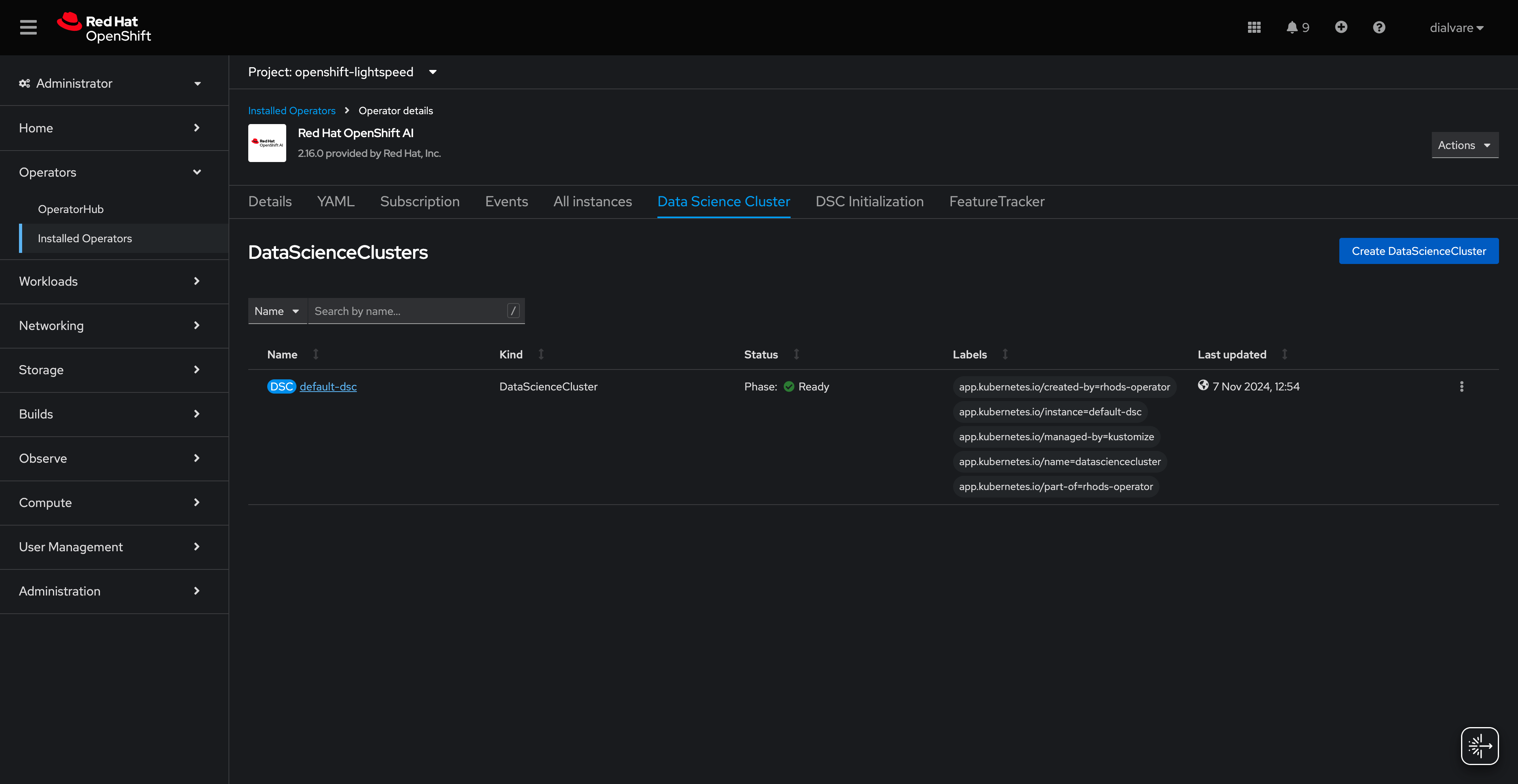 To automate the AI/ML lifecycle we need to start by enabling some of the components during the Red Hat OpenShift AI installation 