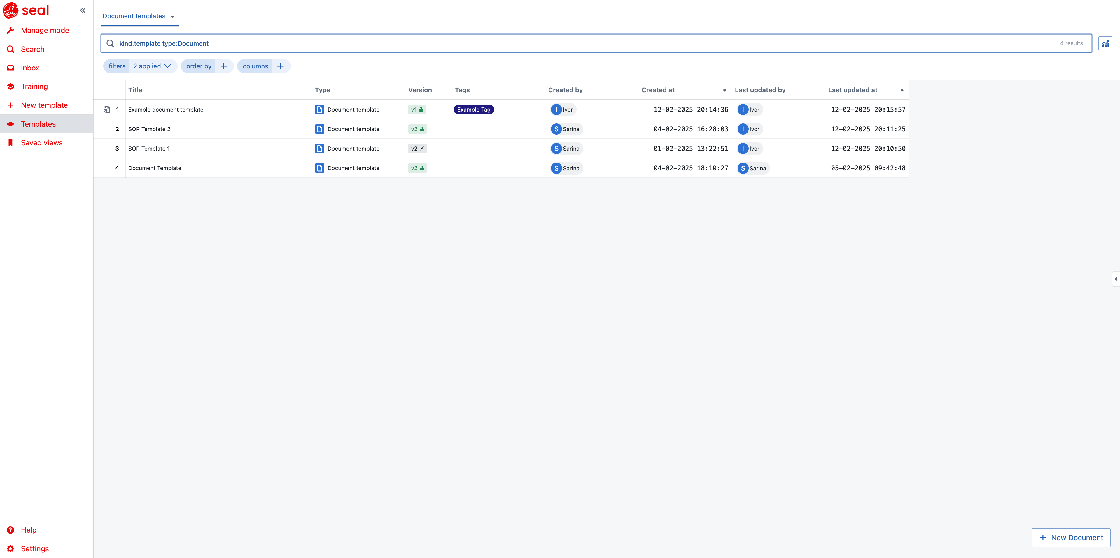 Choose which Document template to use