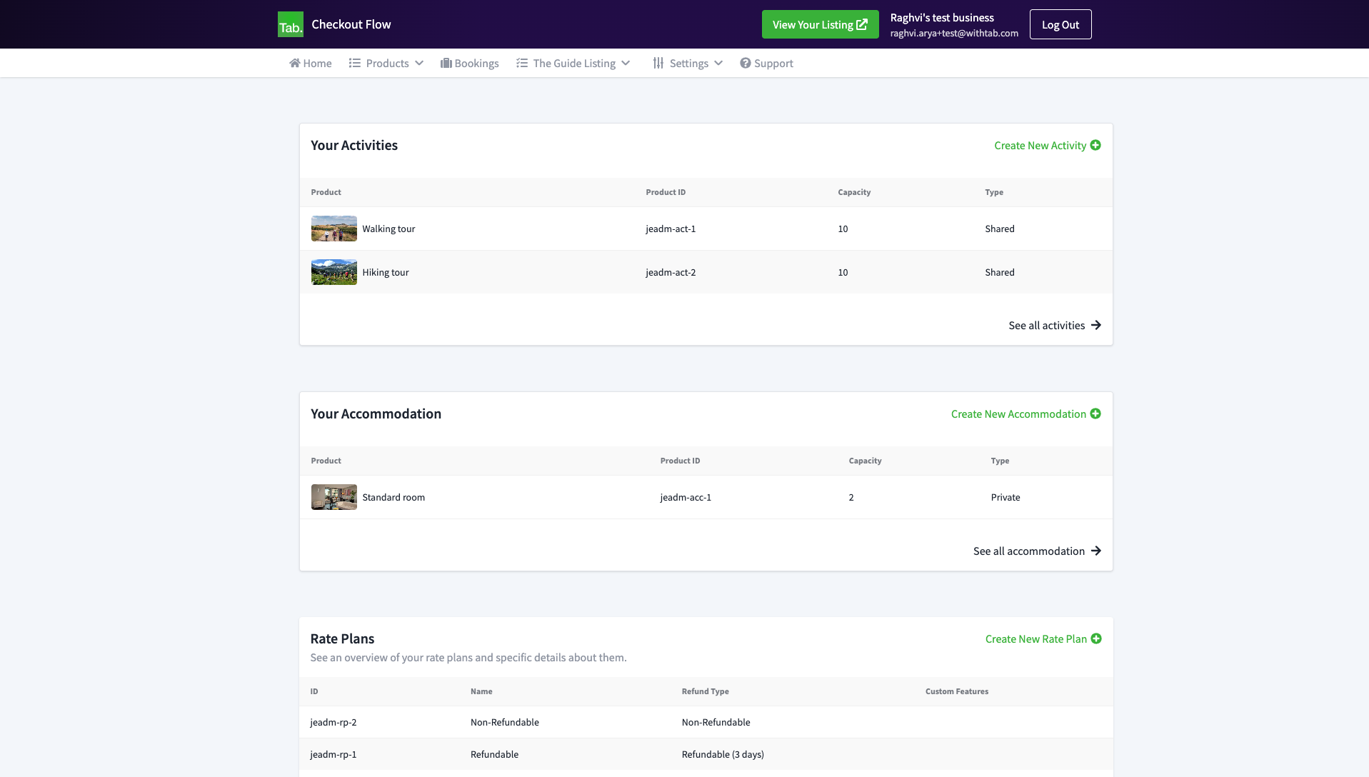 Create a new activity by clicking on **Create New Activity** to start listing your hiking tour.