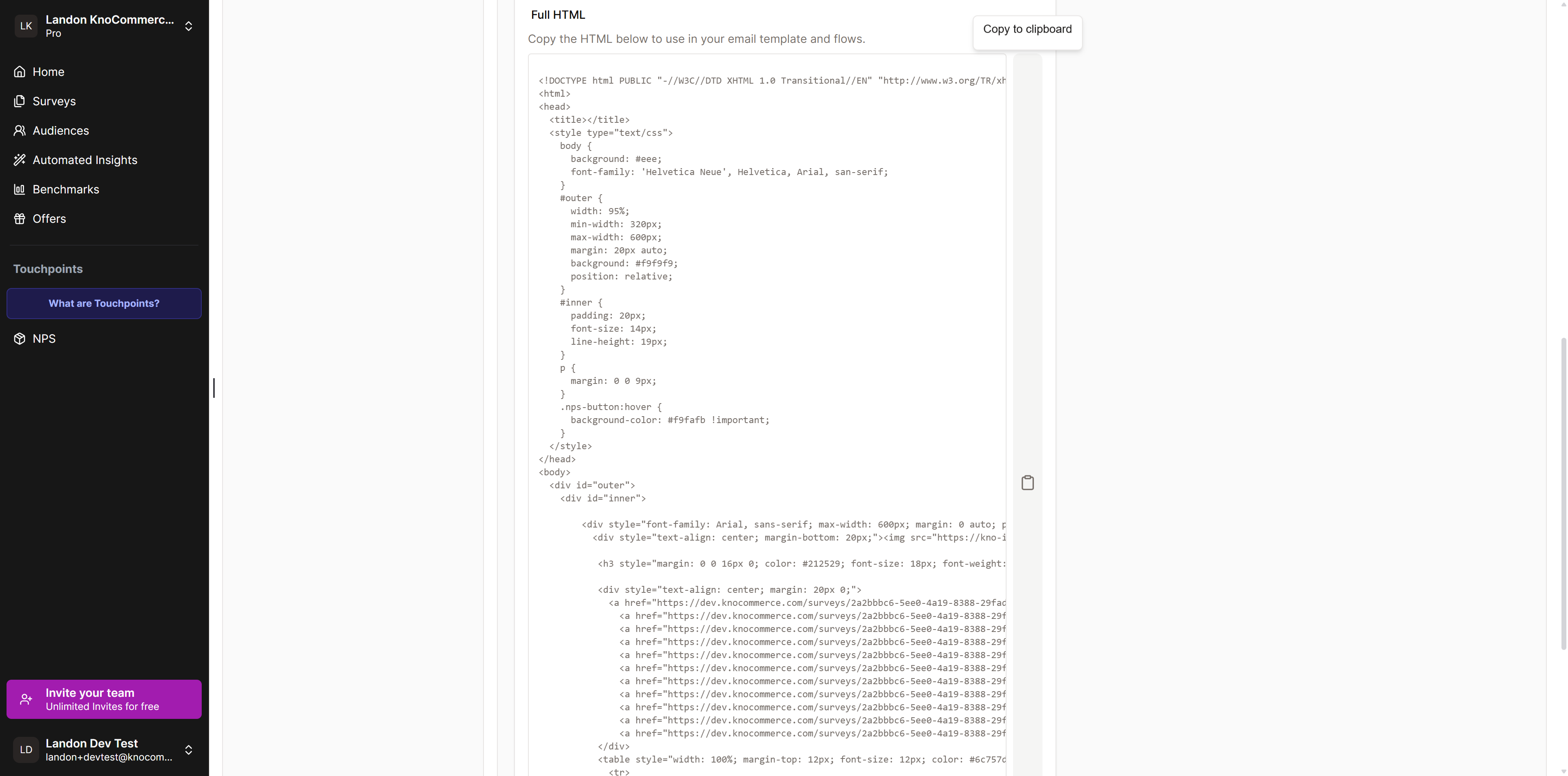 In Step 3, click the *Copy to clipboard* button to easily copy the HTML code to paste into your email provider.