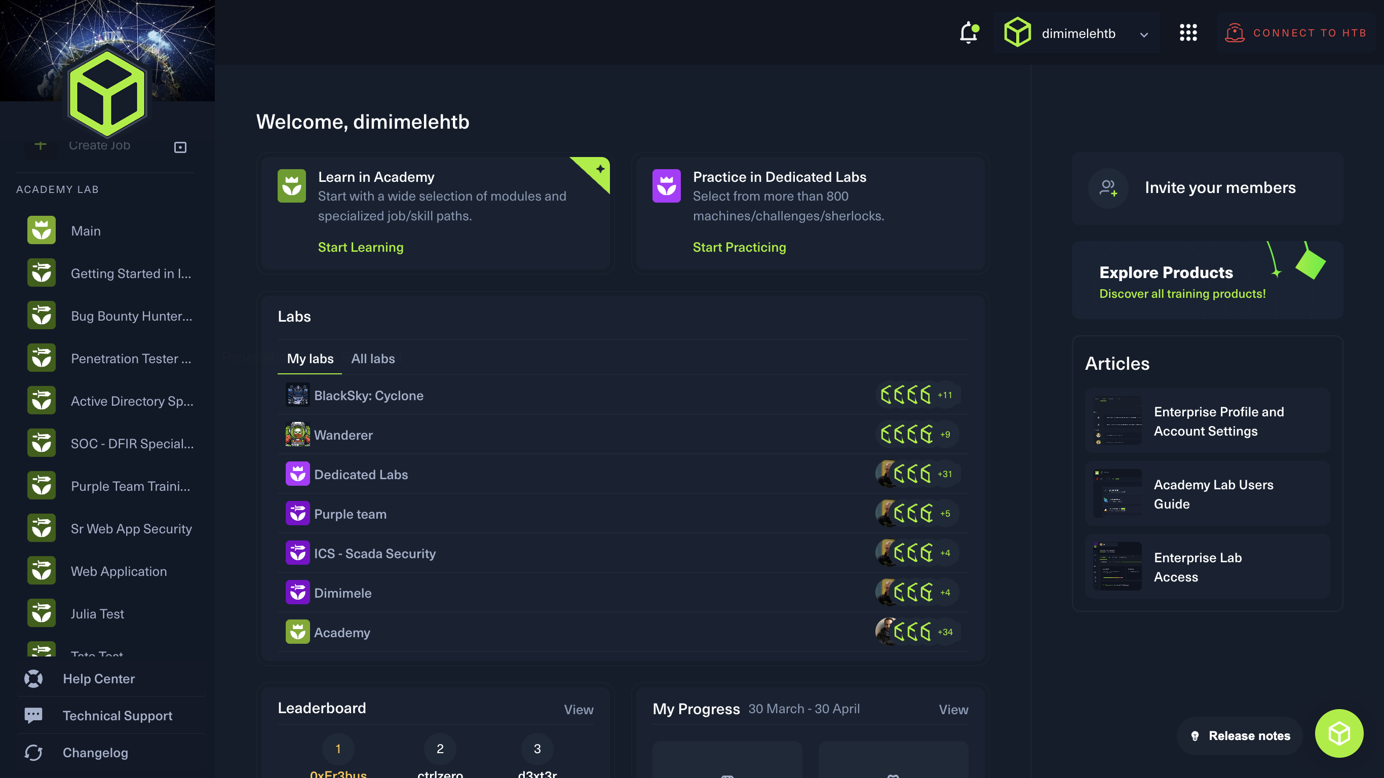 Within the HTB Enterprise platform, you can gain a comprehensive understanding of progress over time by regularly:

**– tracking performance**
**– monitoring activity** 
**– visualizing skill progression **

Let's see how it works