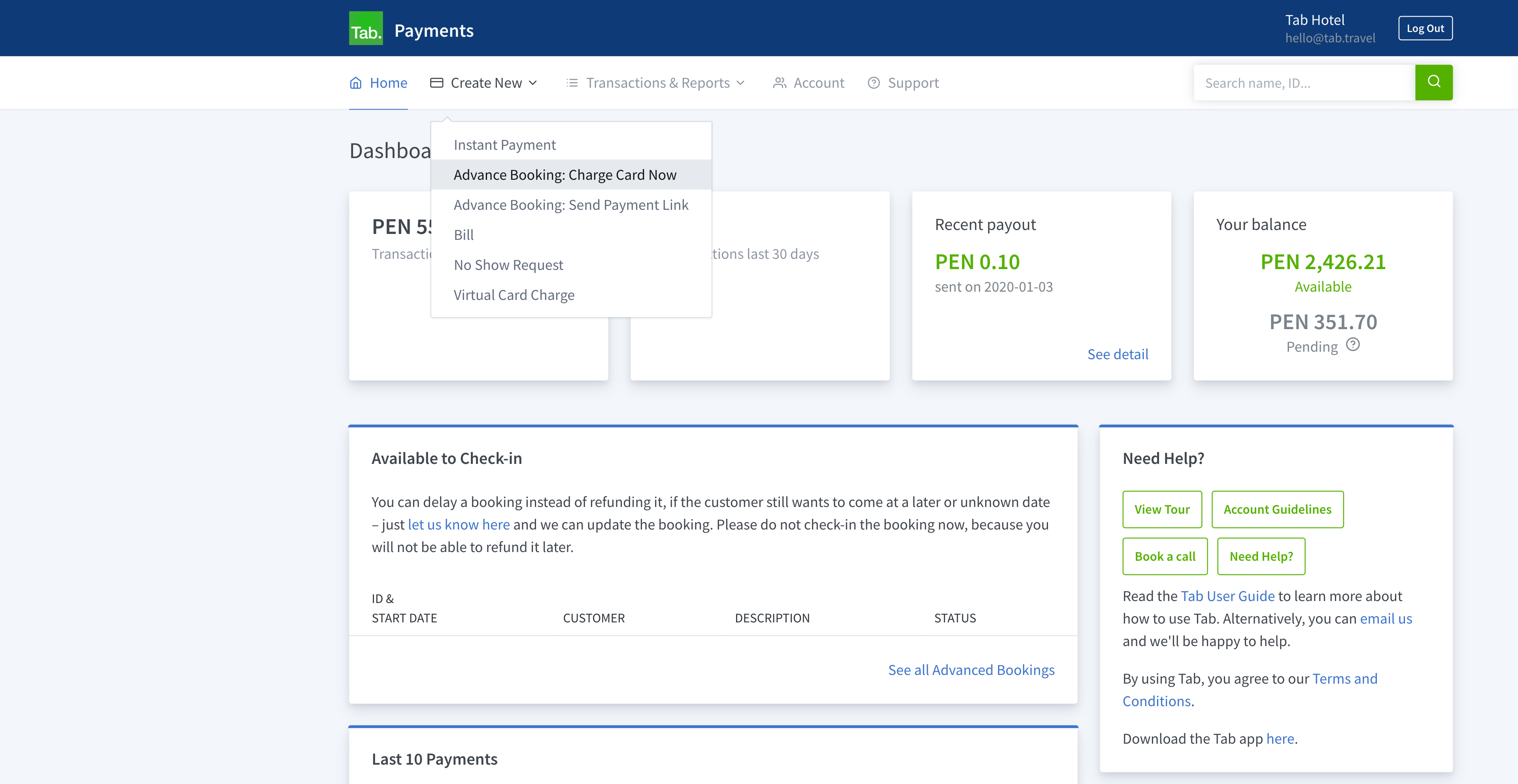 Select 'Advance Booking: Charge Card Now'