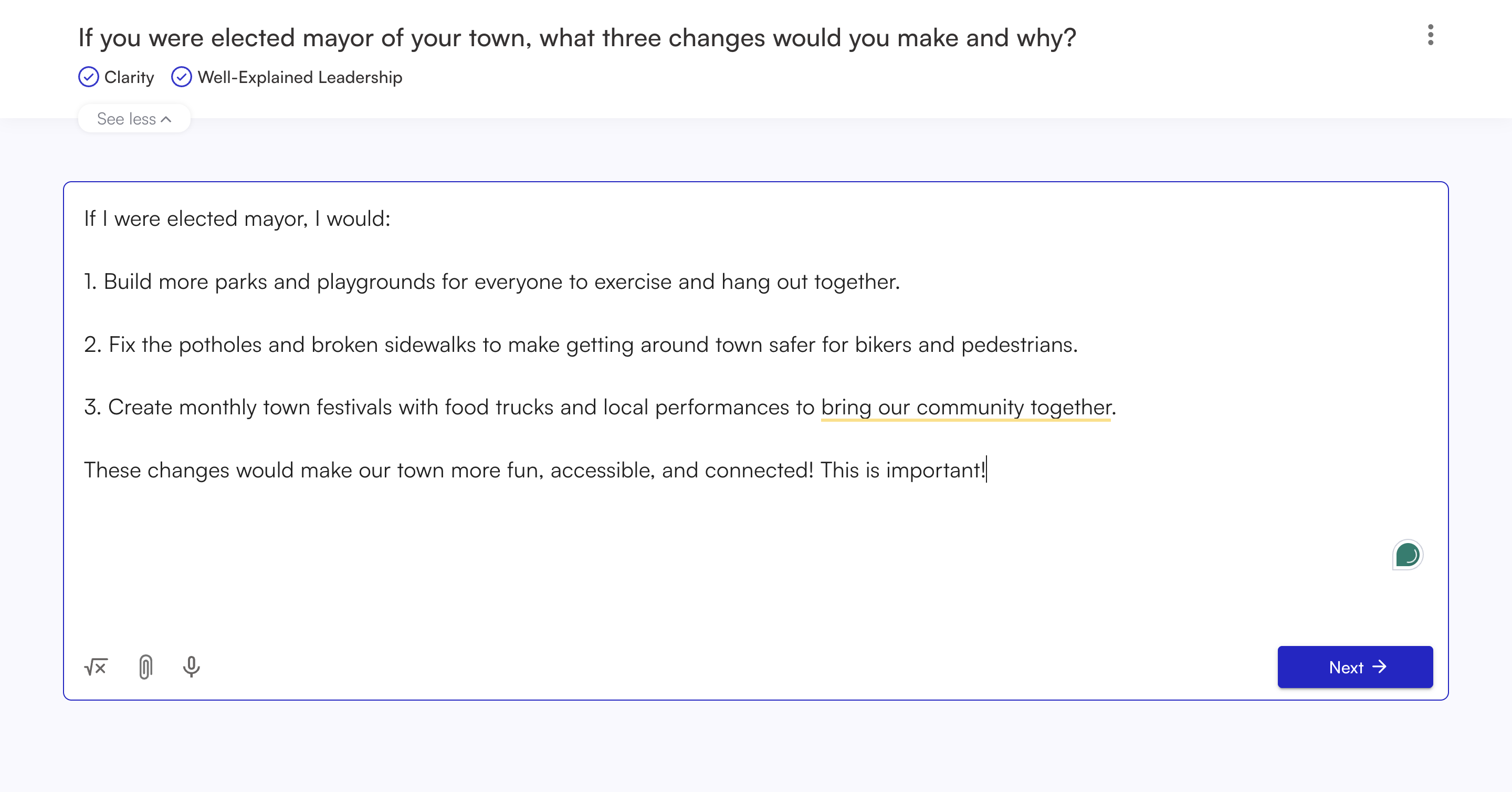 Students will click the 3-dot **More Options** menu in the top right corner of their screen