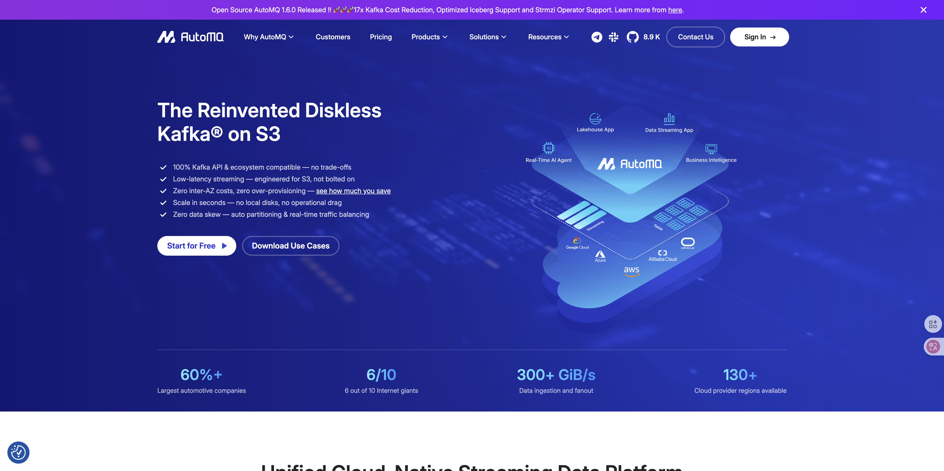 Click Sign In to register and access to AutoMQ Cloud home page. 