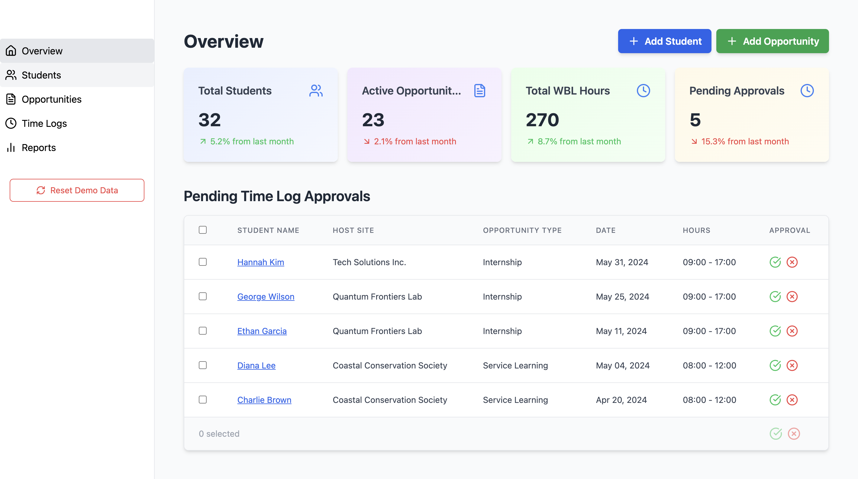 Click on the **Students** section to seamlessly manage and navigate student profiles.