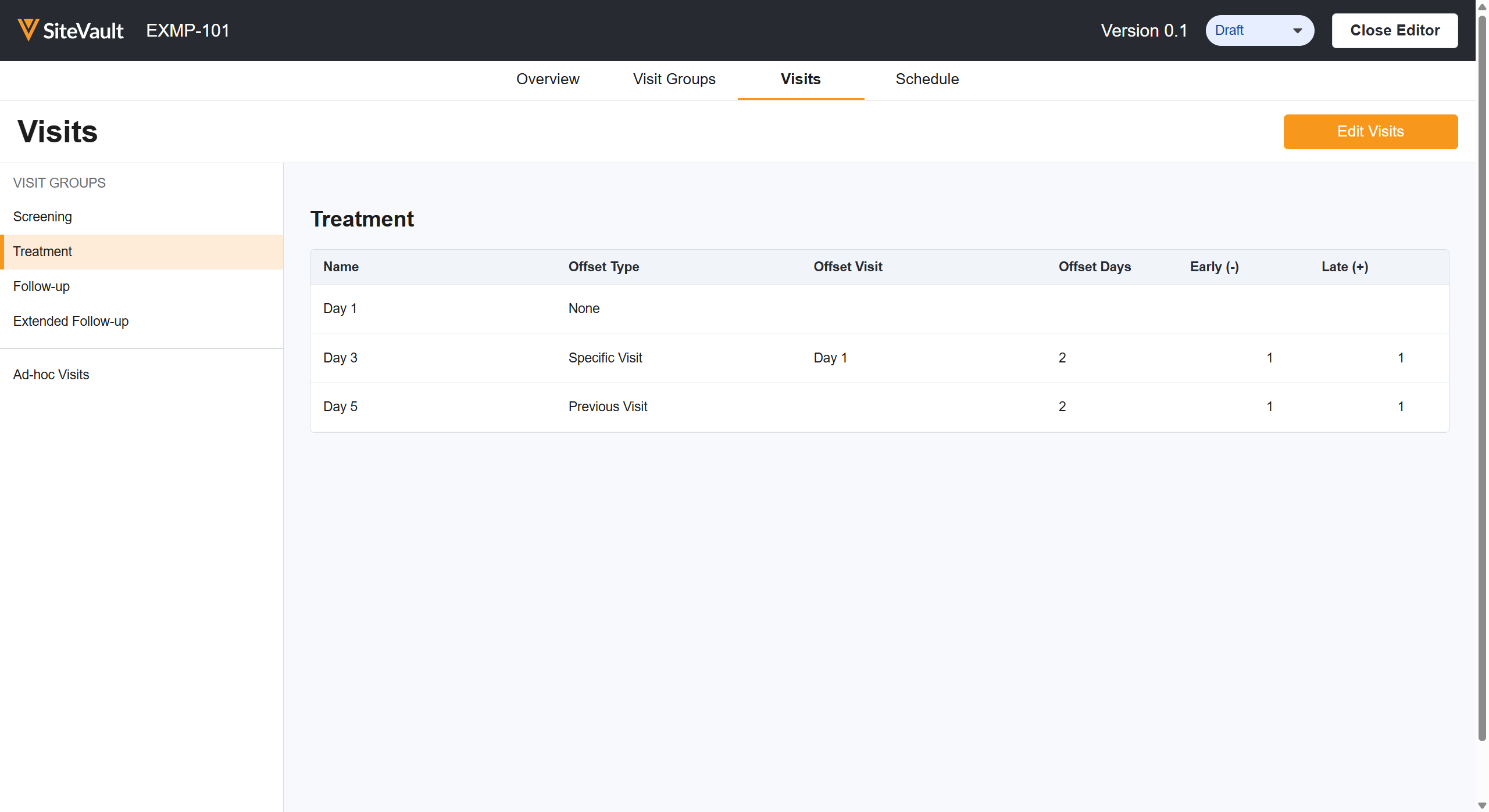 Setting an Offset Type enables visits to be scheduled relative to another visit, eliminating the requirement for fixed dates. We will dive into each Offset Type later on.