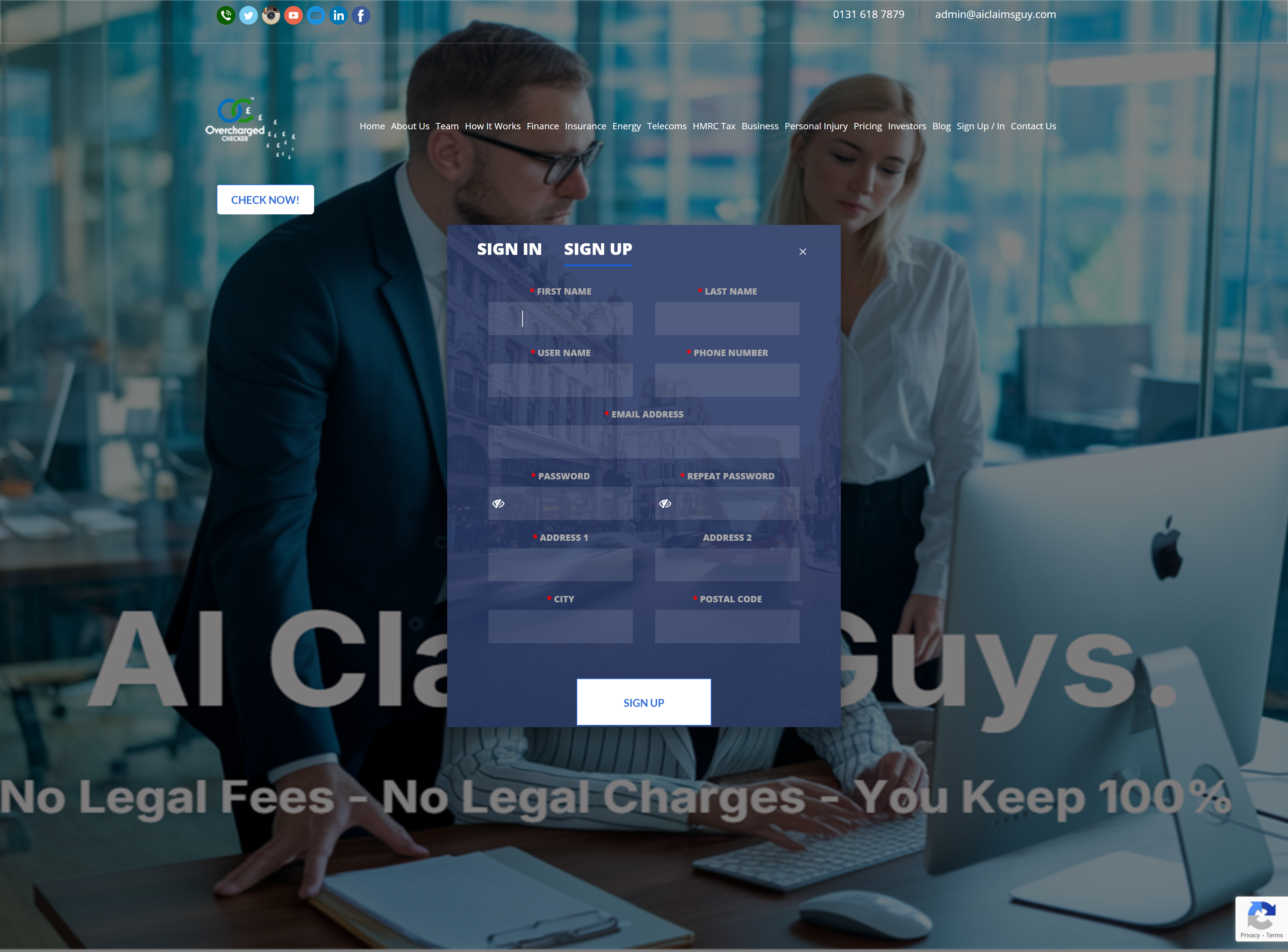 Or click on the pricing tab, to view products, and instantly open an account and add a claim product, all in one.