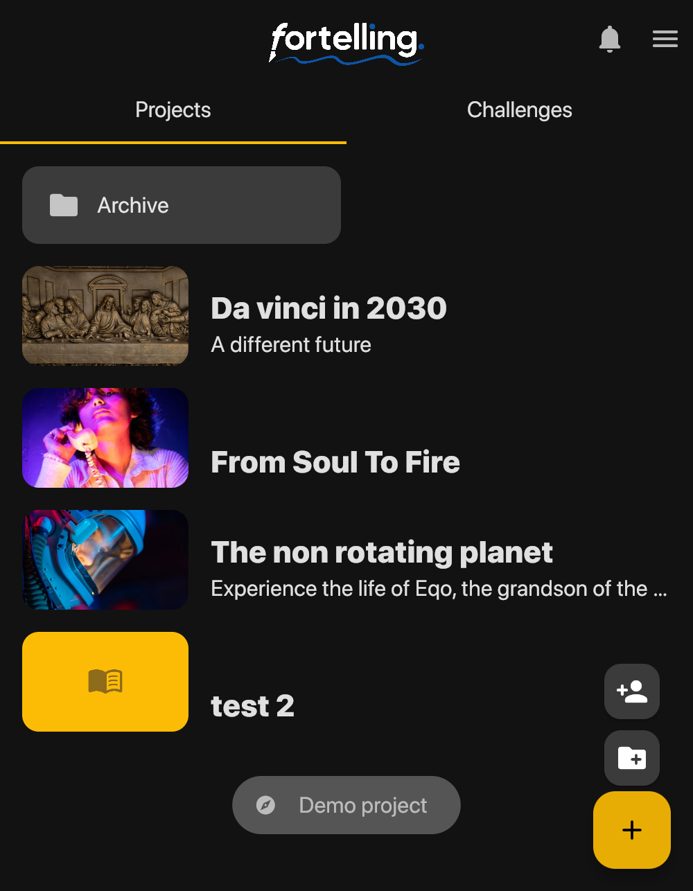 Hi there! I want to create my first character. Lets first create a project by clicking the plus sign.