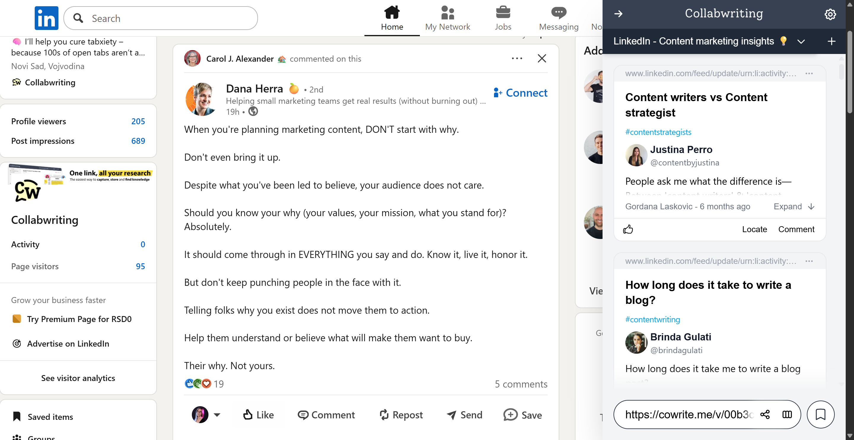 Click **Like** to show support for useful LinkedIn content.