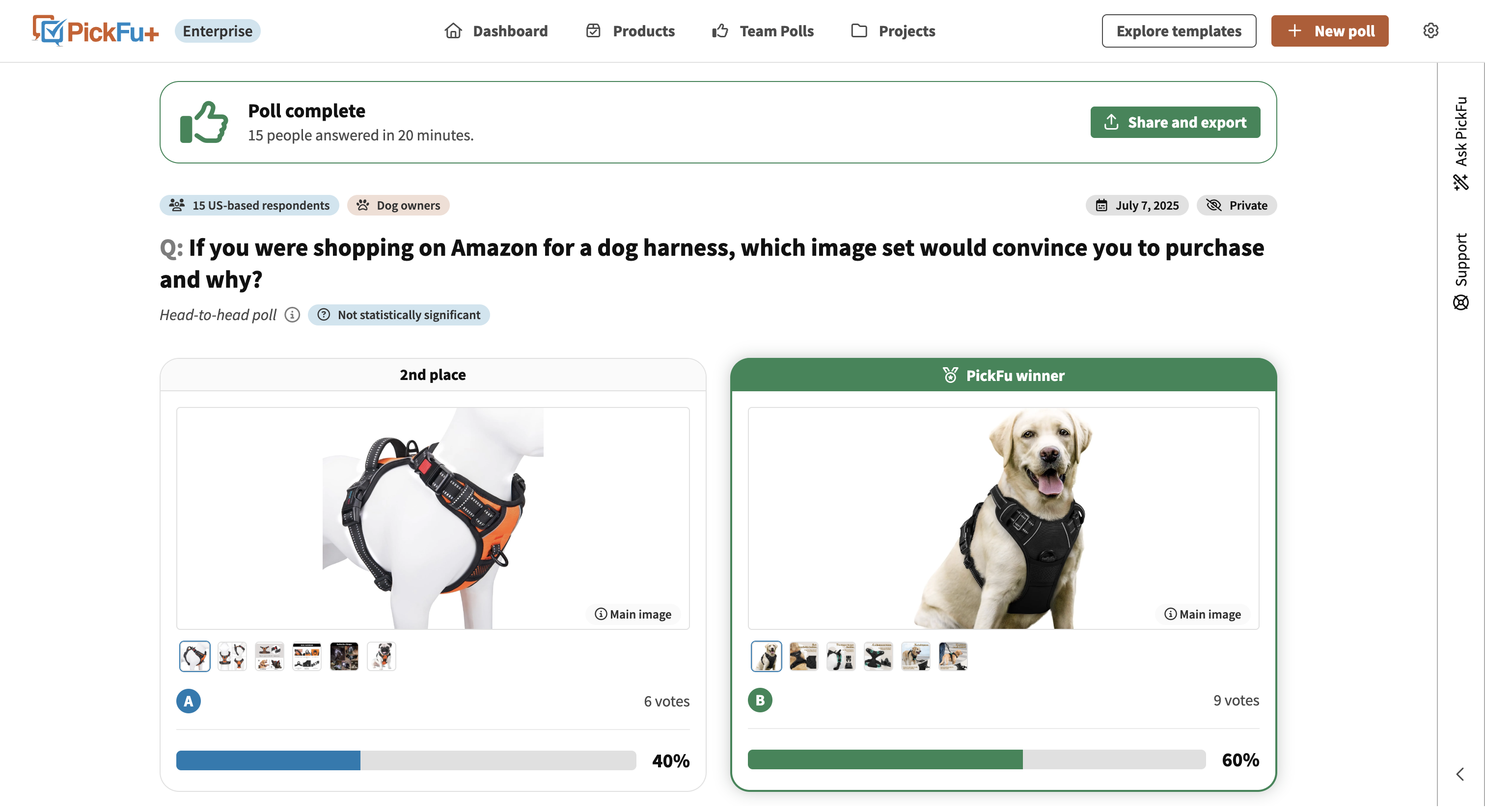 Tap the Ask PickFu tab in the sidebar.