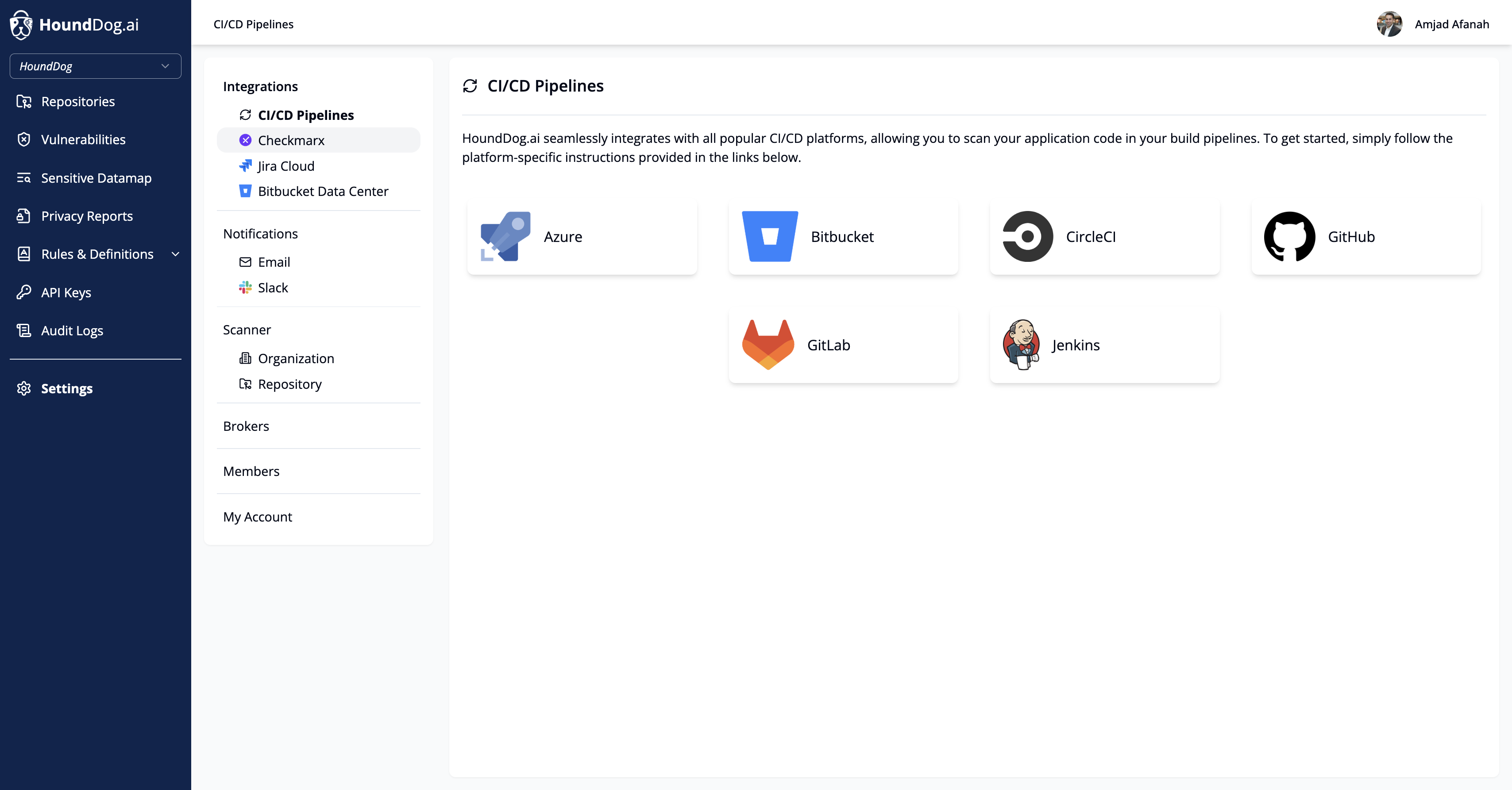 Click Checkmarx to configure the API integration
