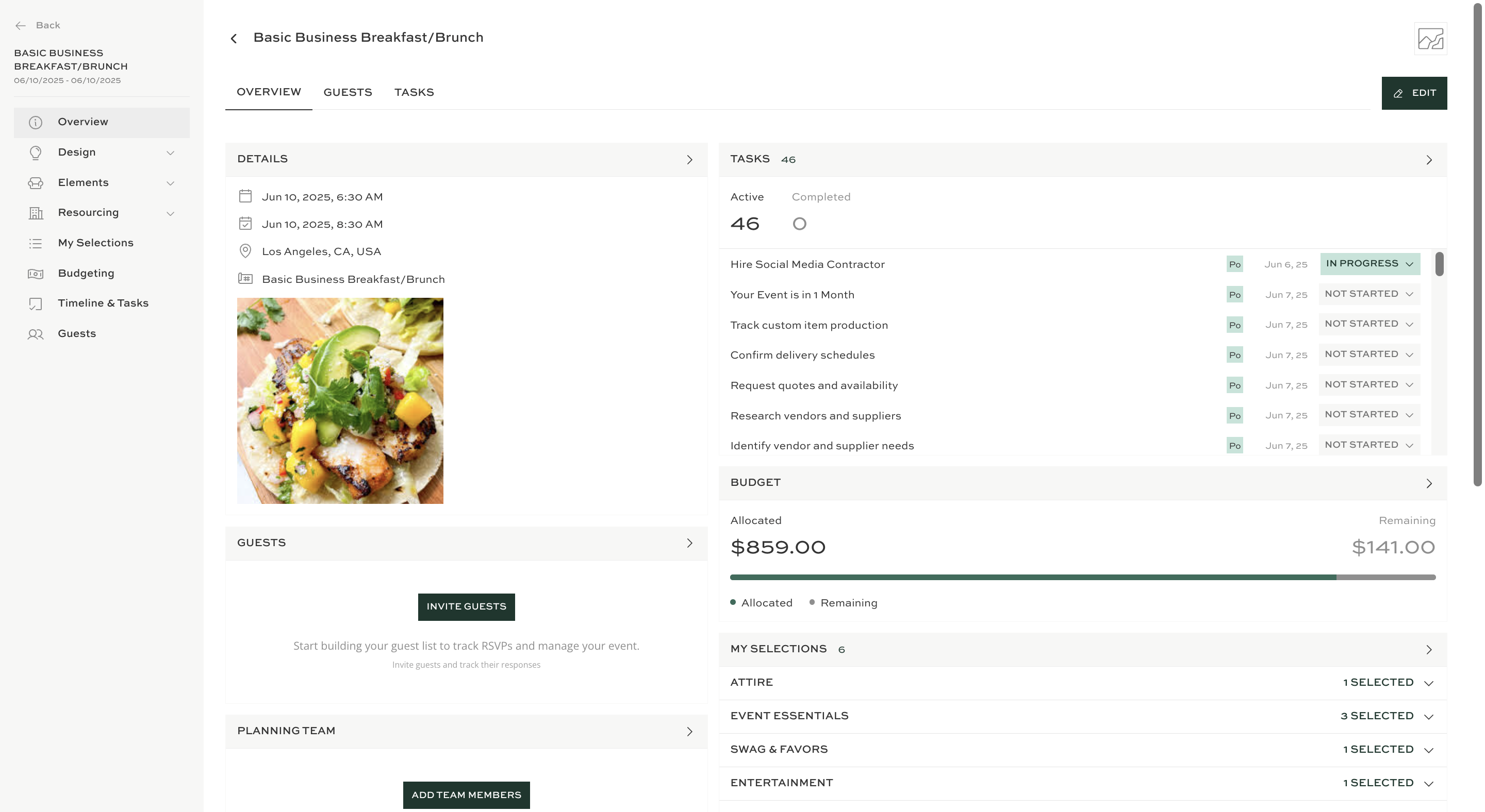 Start by opening the **Guests** section to manage the guest list.