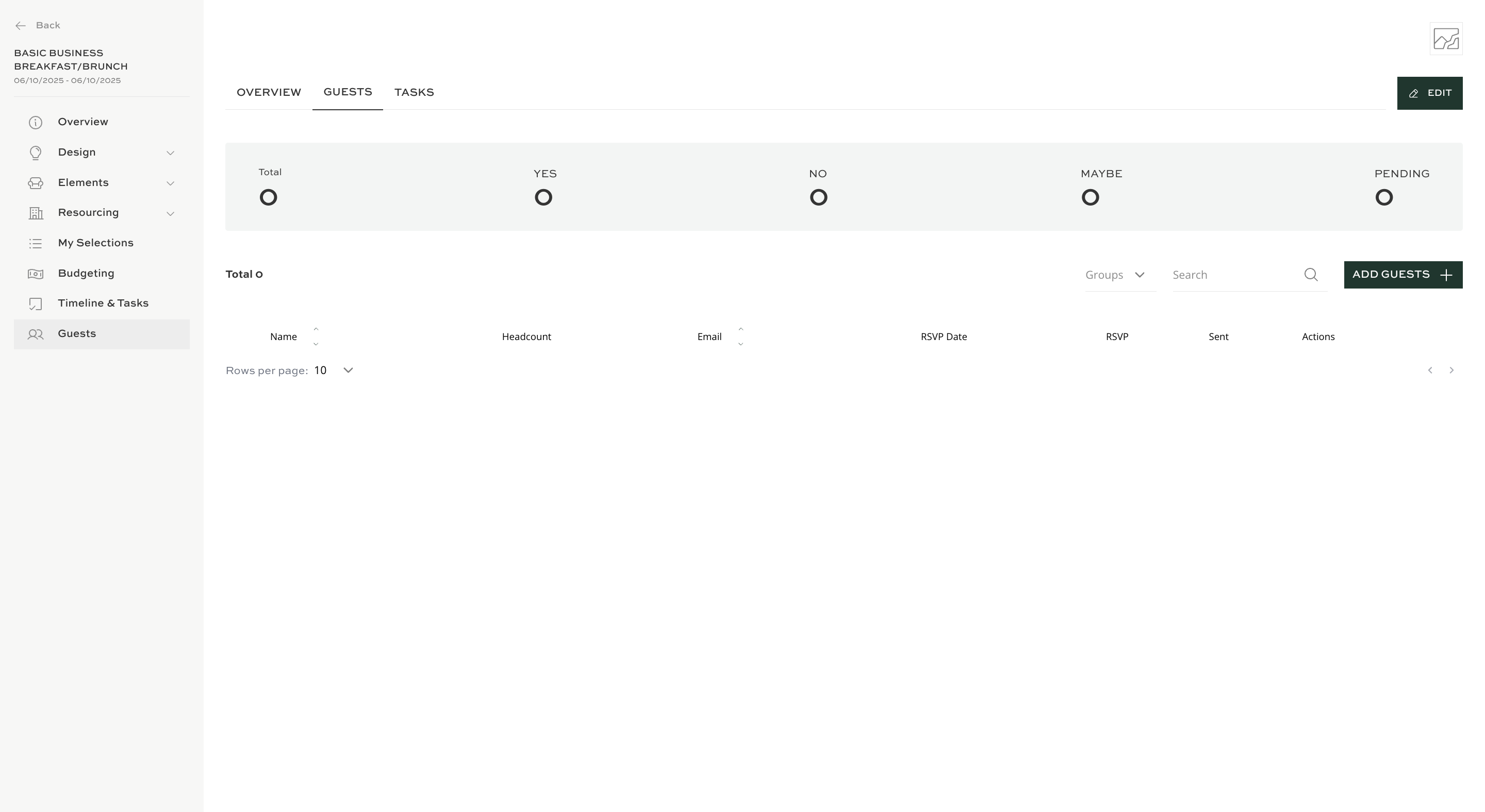 Click the **Add Guests** button to begin inviting new people to your event.